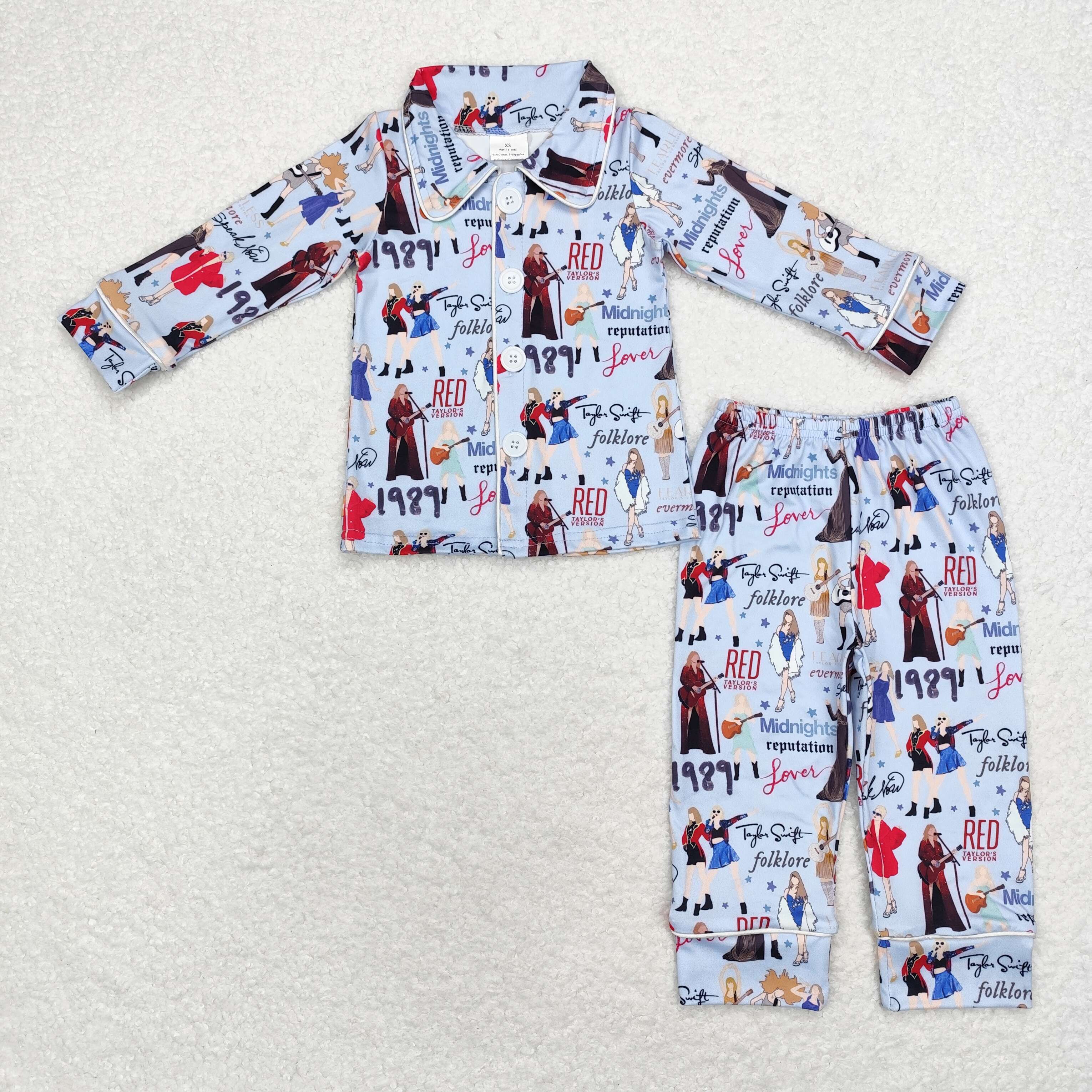 BLP0752 RTS baby boy clothes 1989 singer blue boy winter pajamas set