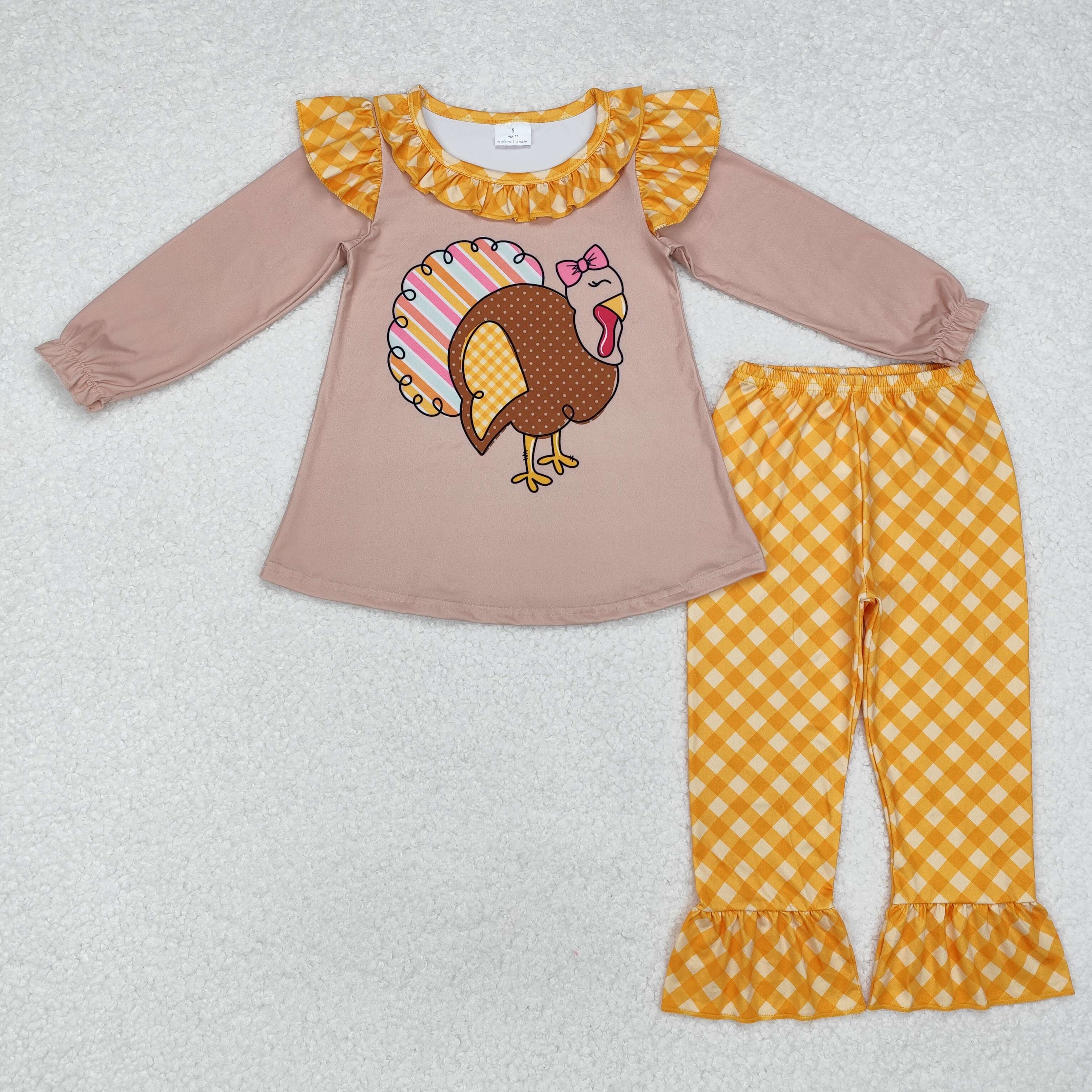 GLP1410 RTS toddler girl clothes turkey girl thanksgiving winter set