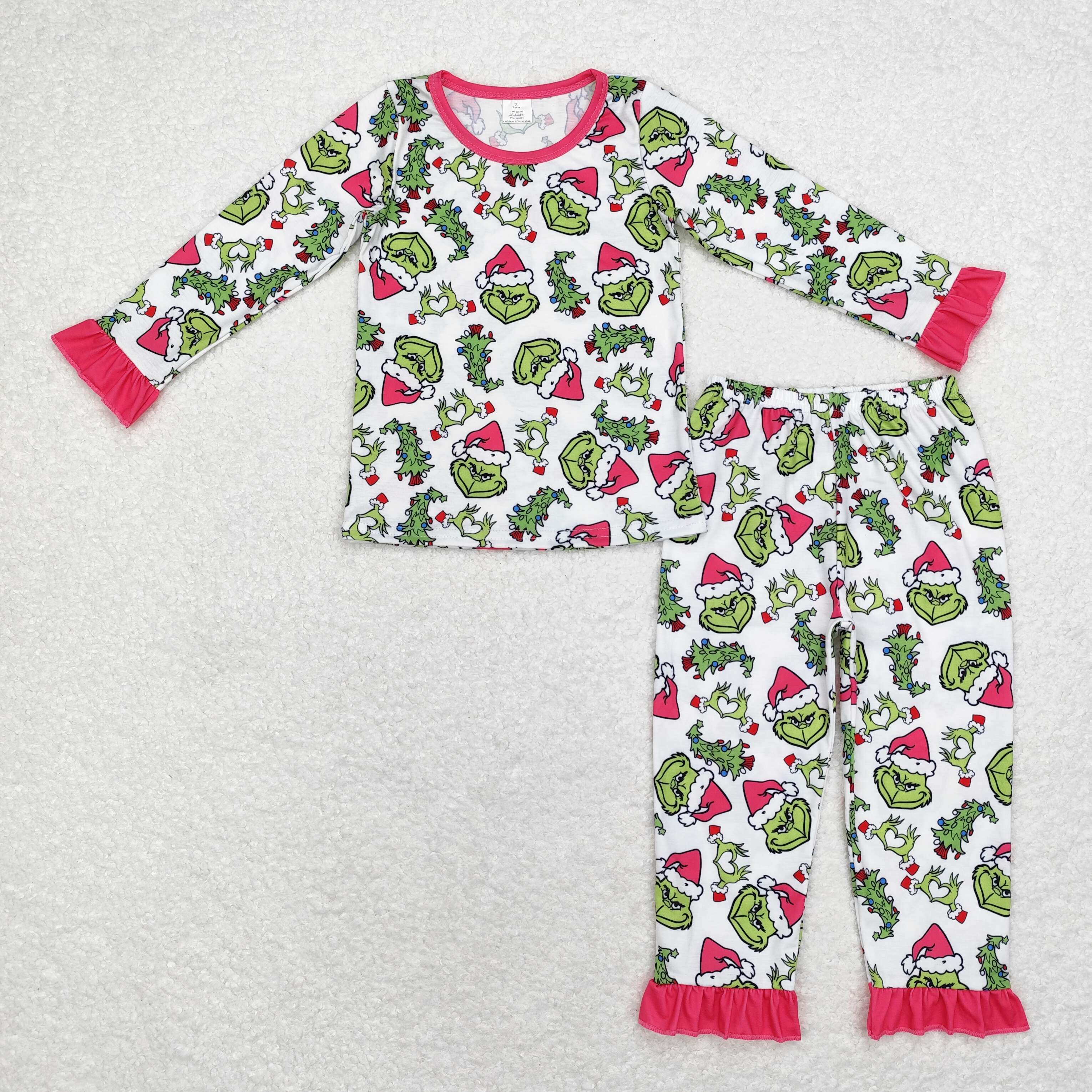GLP1478 RTS  toddler girl clothes cartoon girl christmas pajamas set-BAMBOO