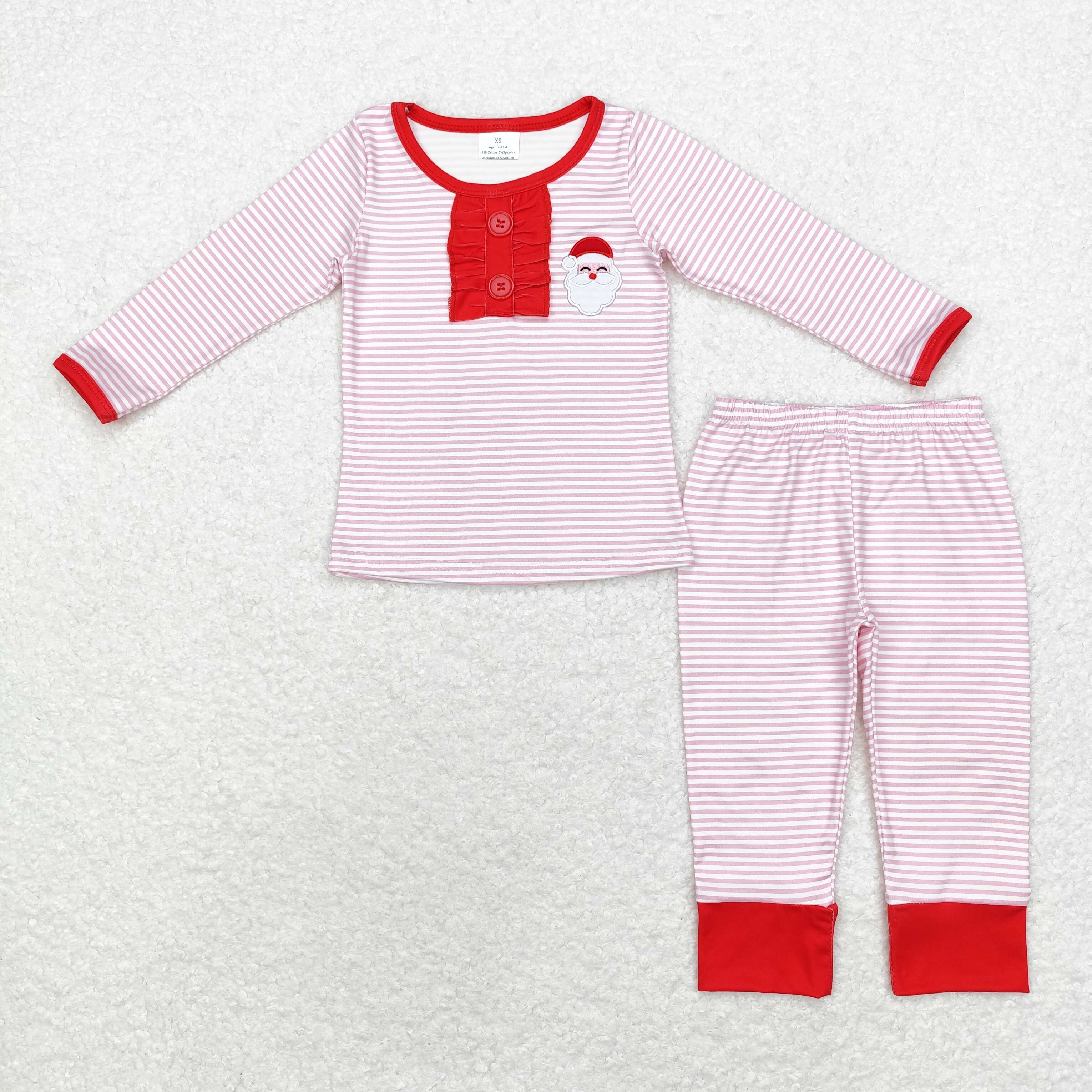 GLP1529 RTS  toddler girl clothes santa girl christmas winter set embroidery