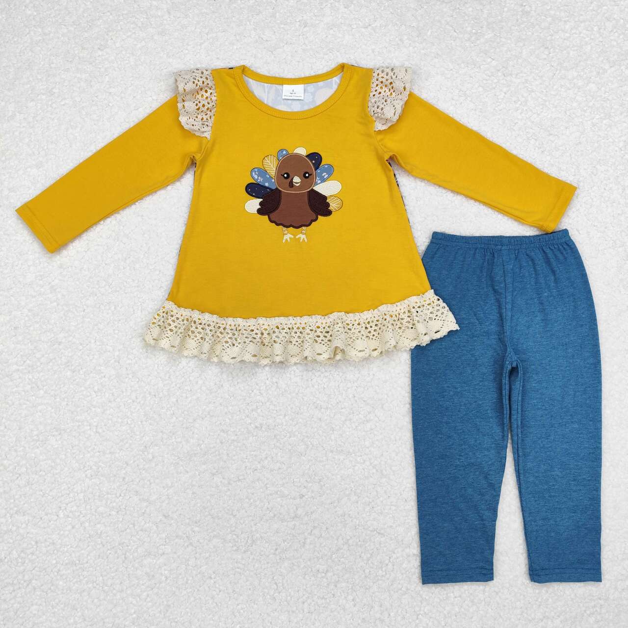 GLP1542 RTS toddler girl clothes turkey girl thanksgiving winter set embroidery winter outfit