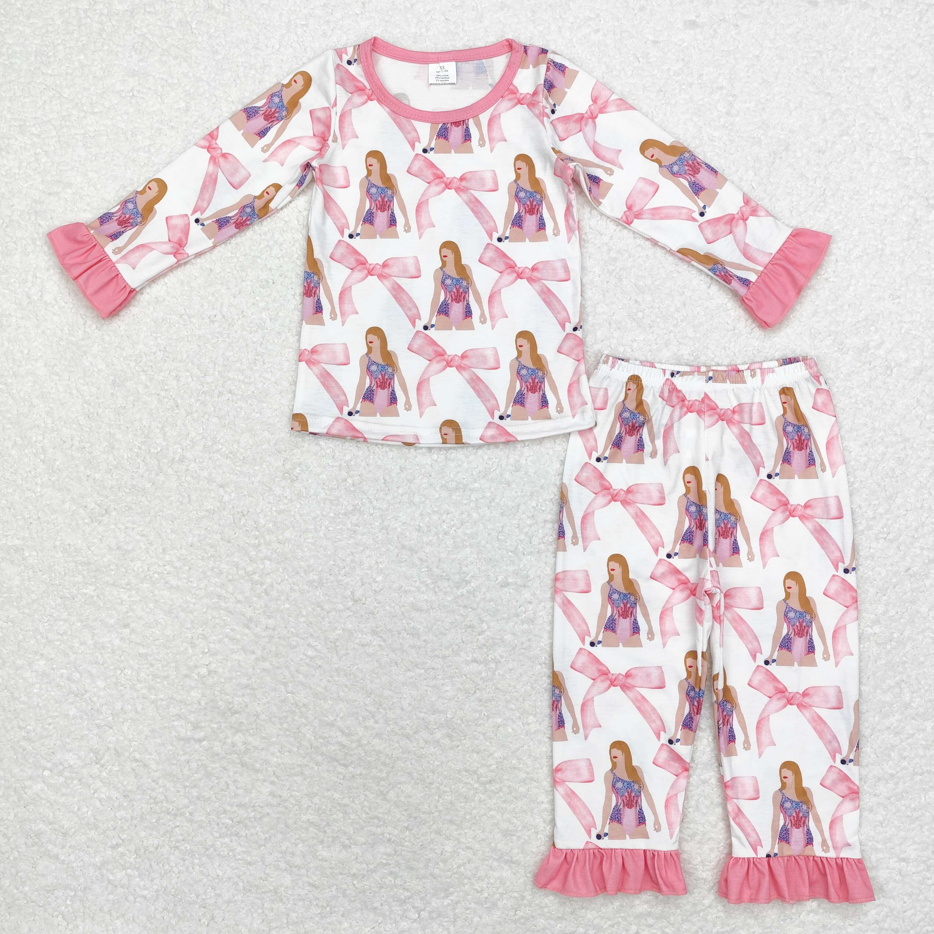 GLP1606 RTS  toddler girl clothes 1989 singer girl winter pajamas set embroidery -BAMBOO