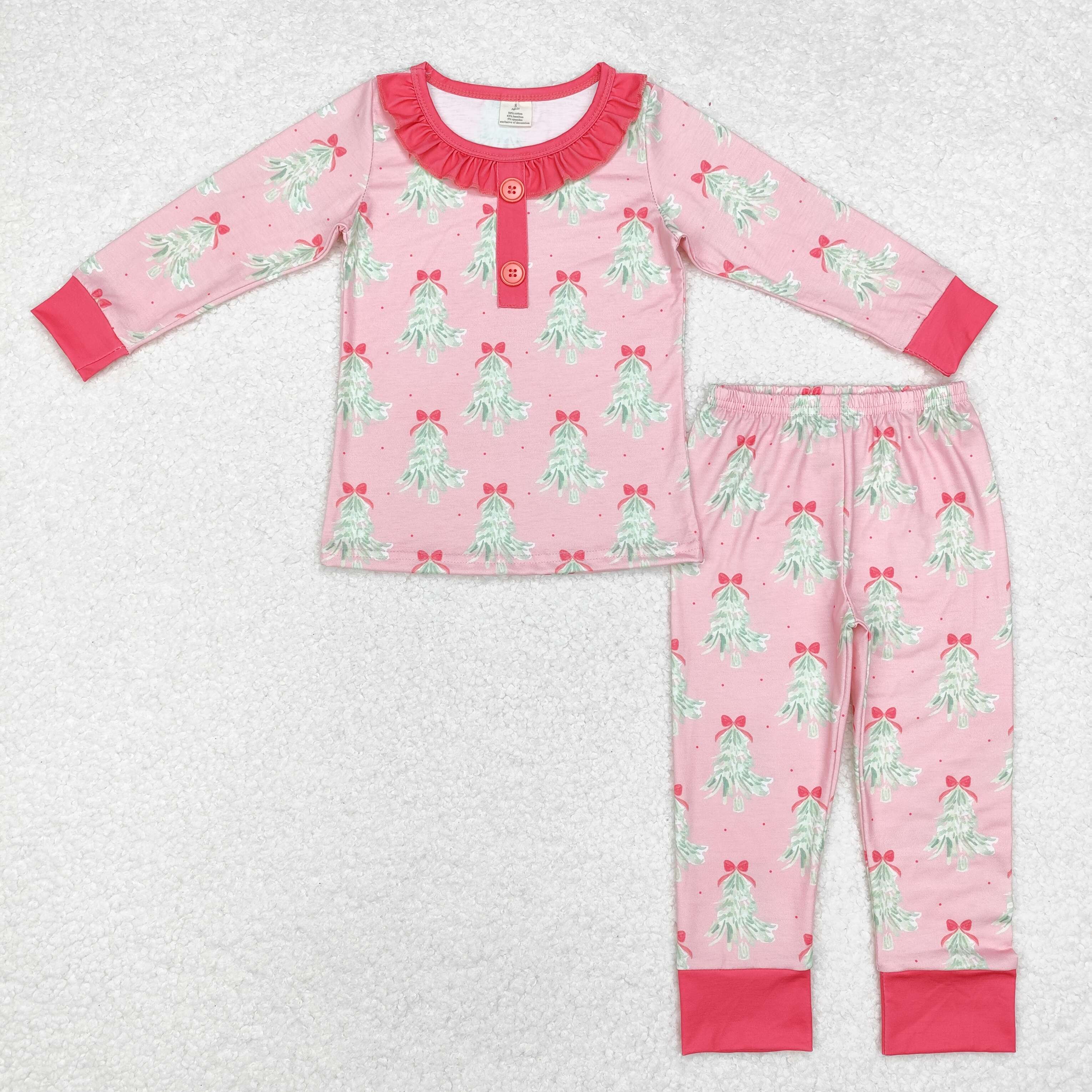 GLP1610 RTS  toddler girl clothes christmas tree girl christmas pajamas winter set-BAMBOO
