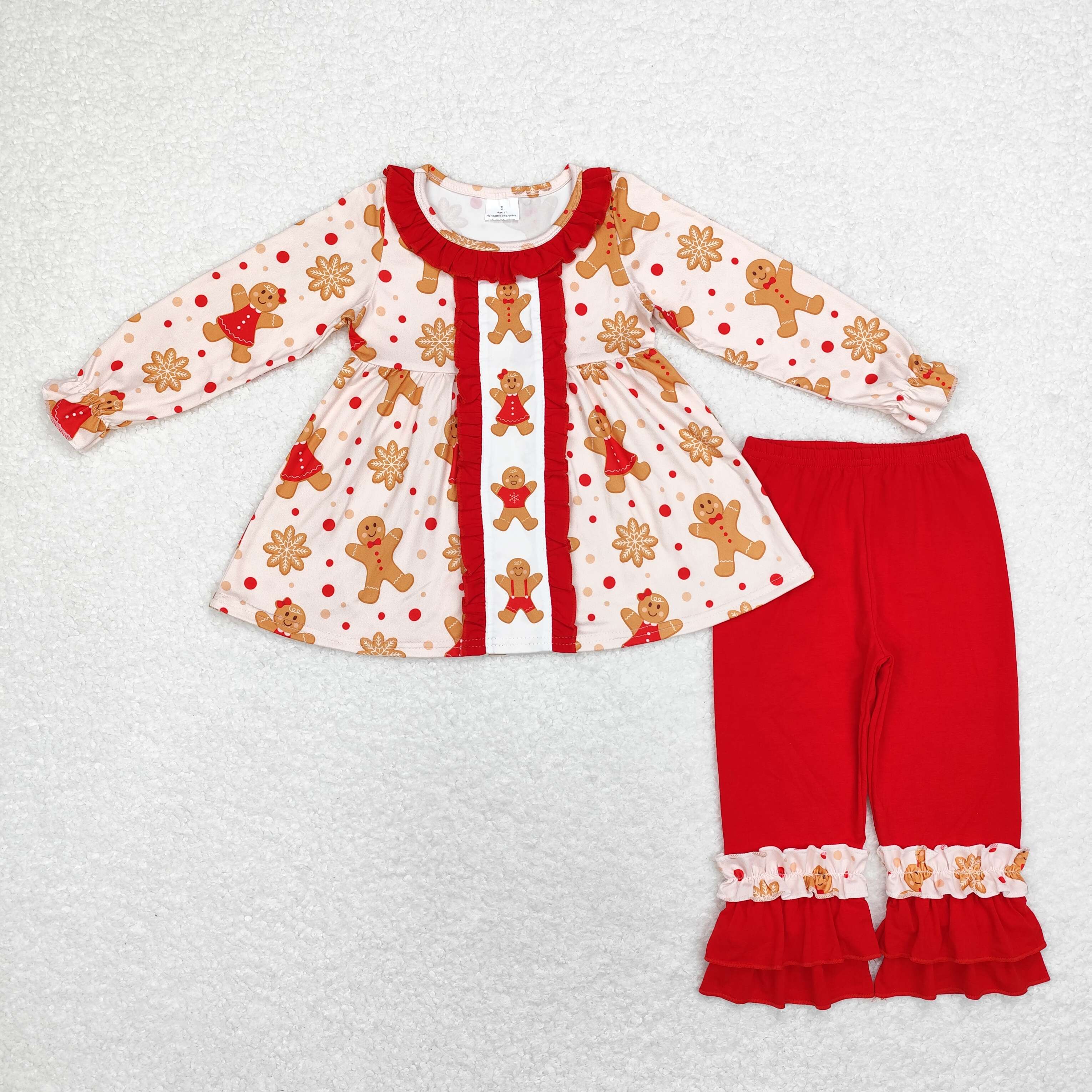 GLP1697 RTS toddler girl clothes gingerbread man girl  christmas winter set