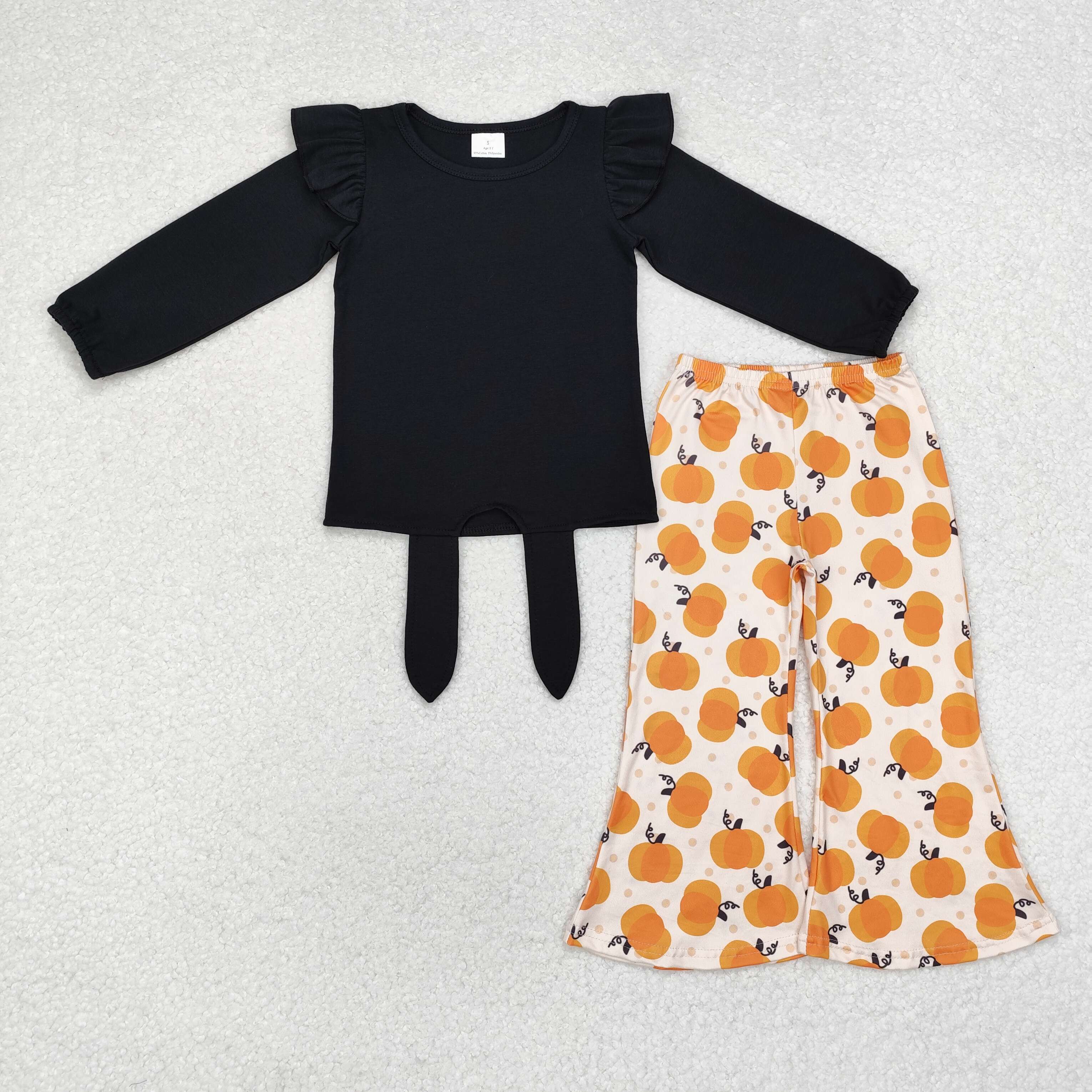 GLP1720 RTS toddler girl clothes pumpkin girl halloween bell bottoms pant outfit fall clothing
