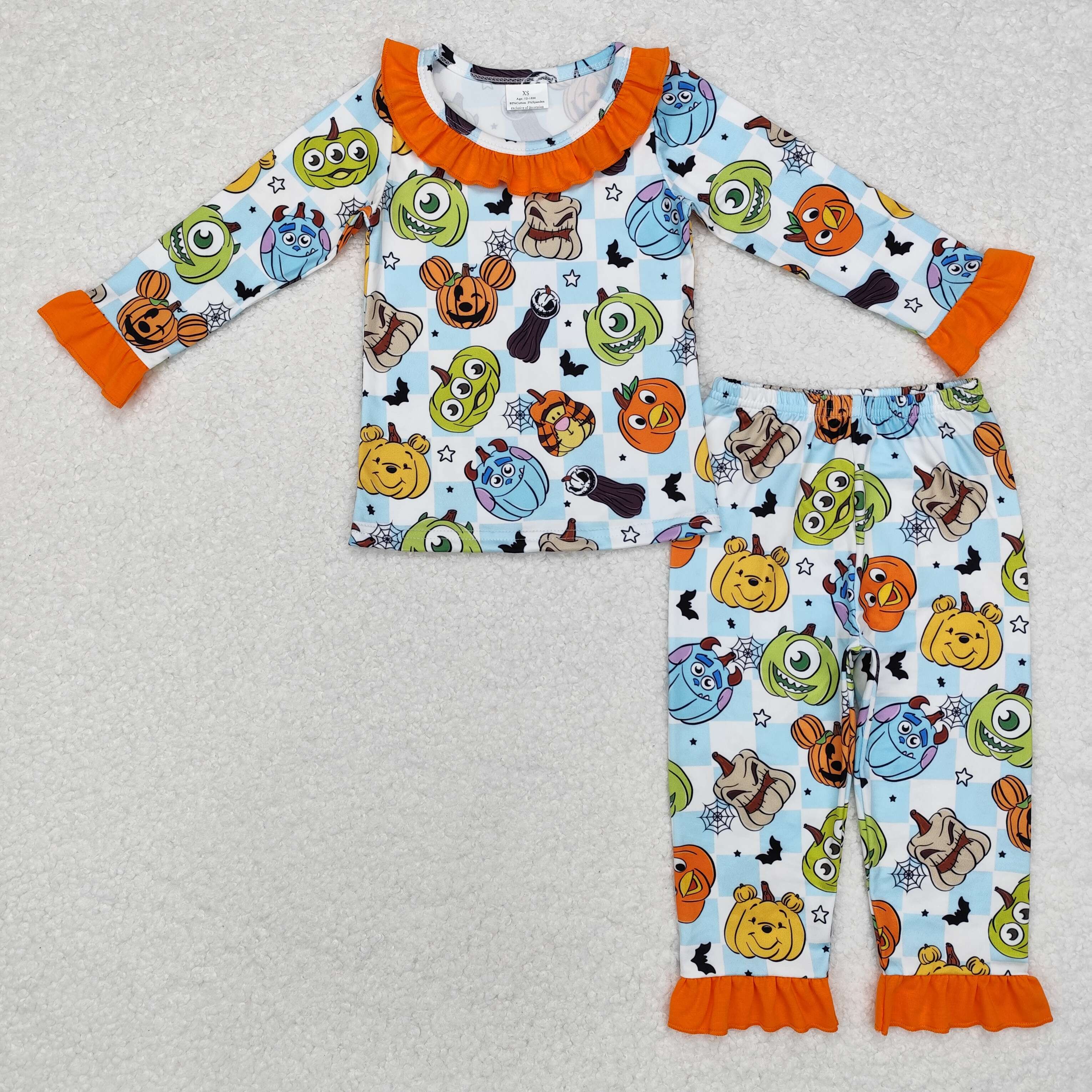 GLP1738 RTS toddler girl clothes cartoon pumpkin girl halloween pajamas winter outfit 