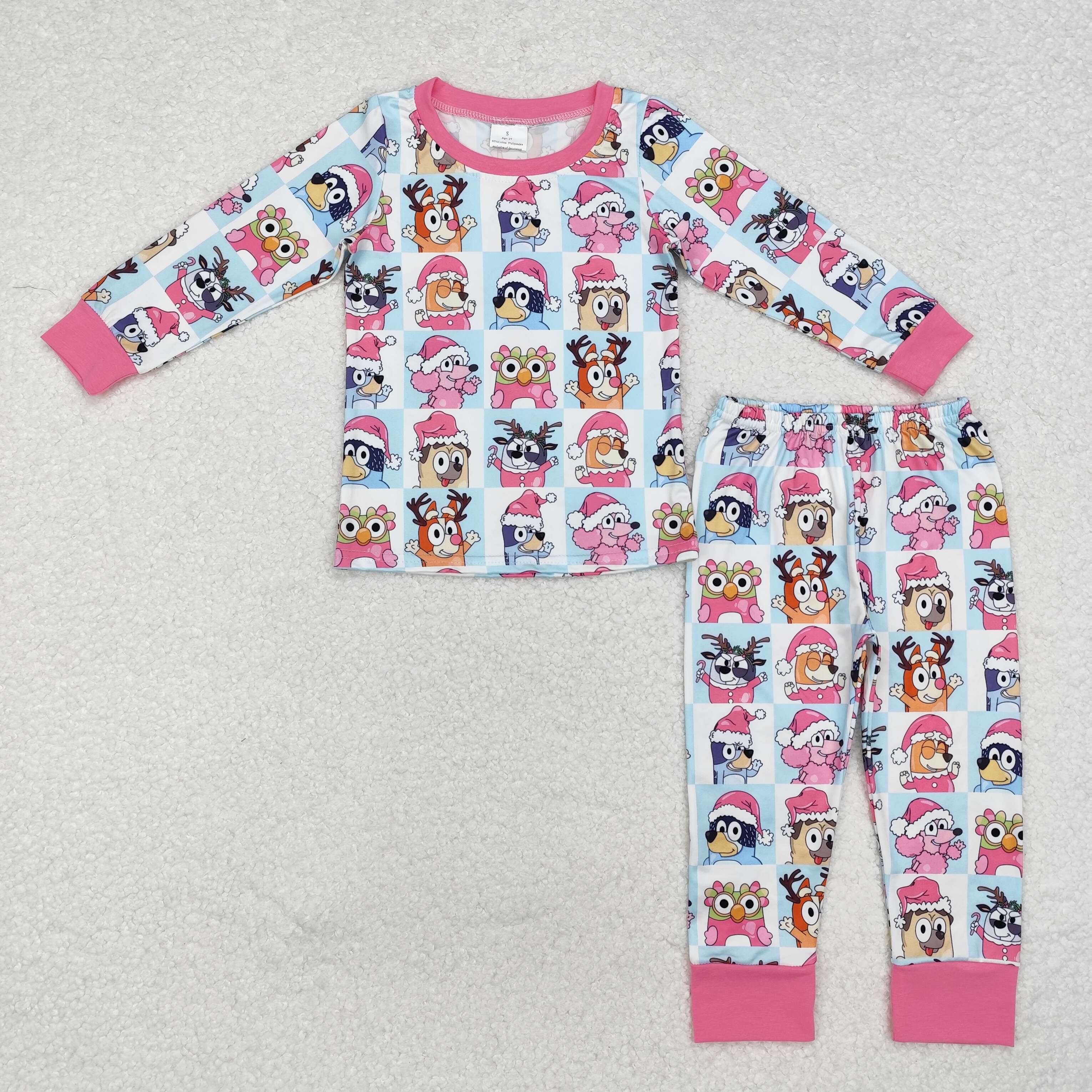 GLP1805 RTS  toddler girl clothes cartoon dog girl christmas winter pajamas set