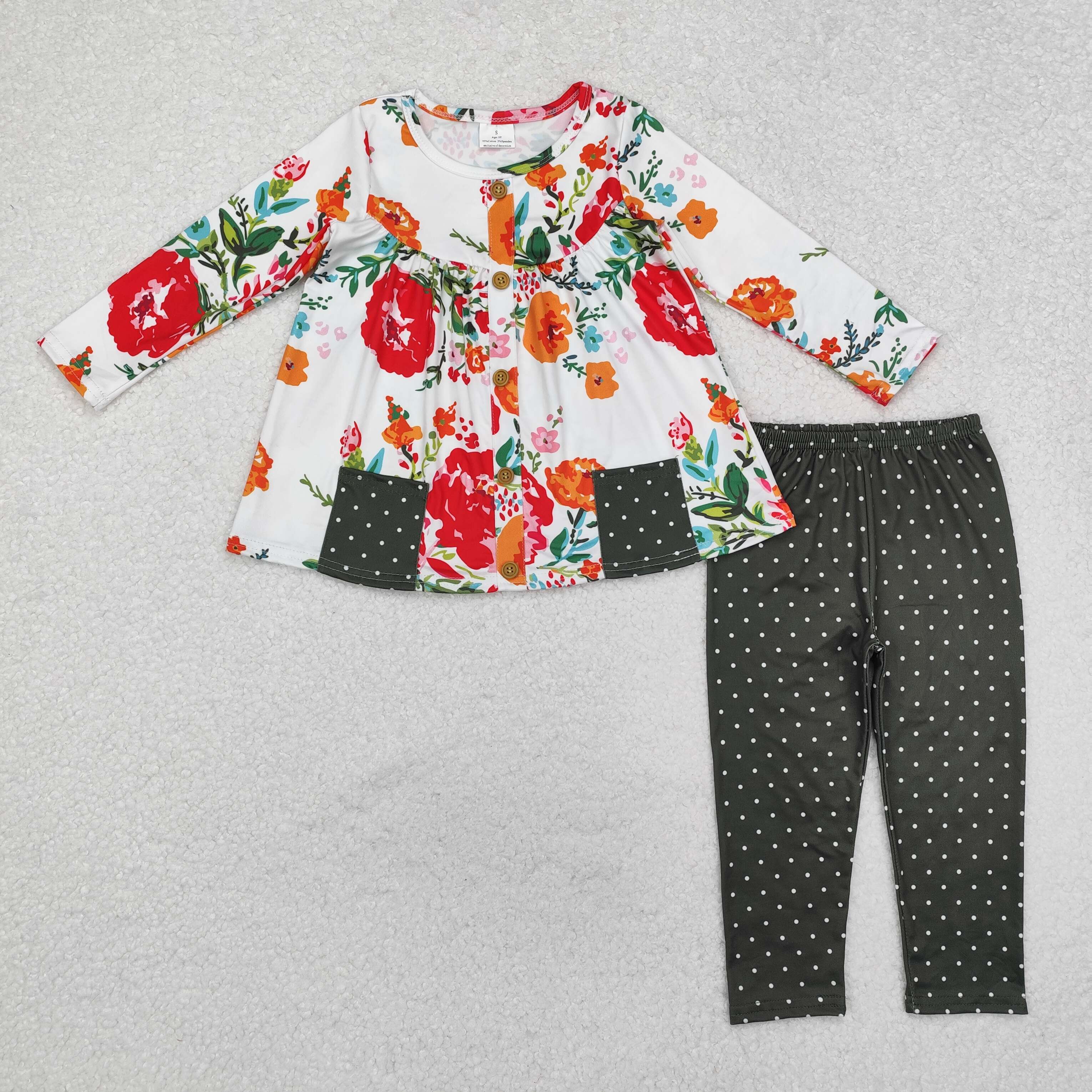 GLP1851 RTS  toddler girl clothes floral girl winter set