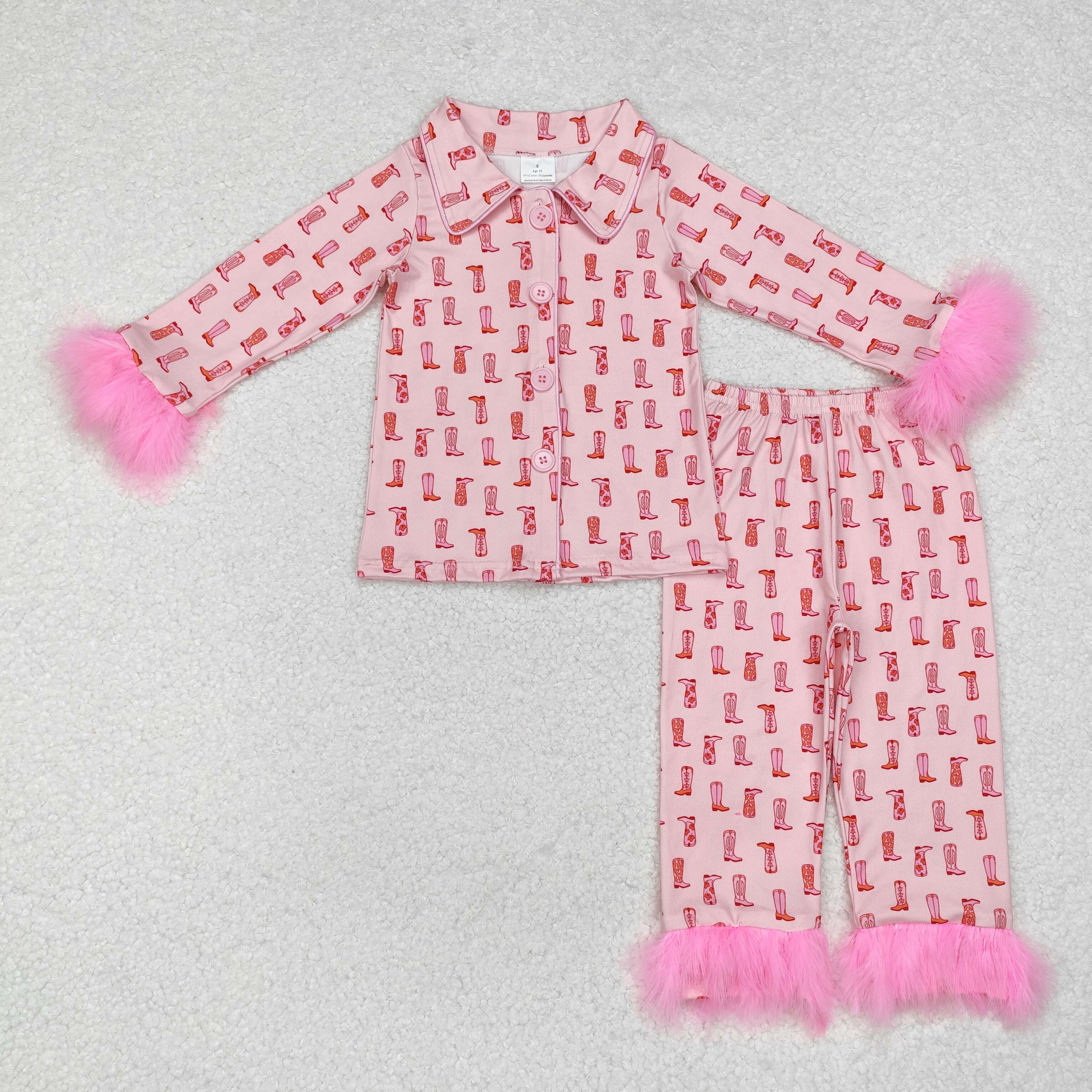 GLP1868 RTS  toddler girl clothes boots girl winter pajamas set