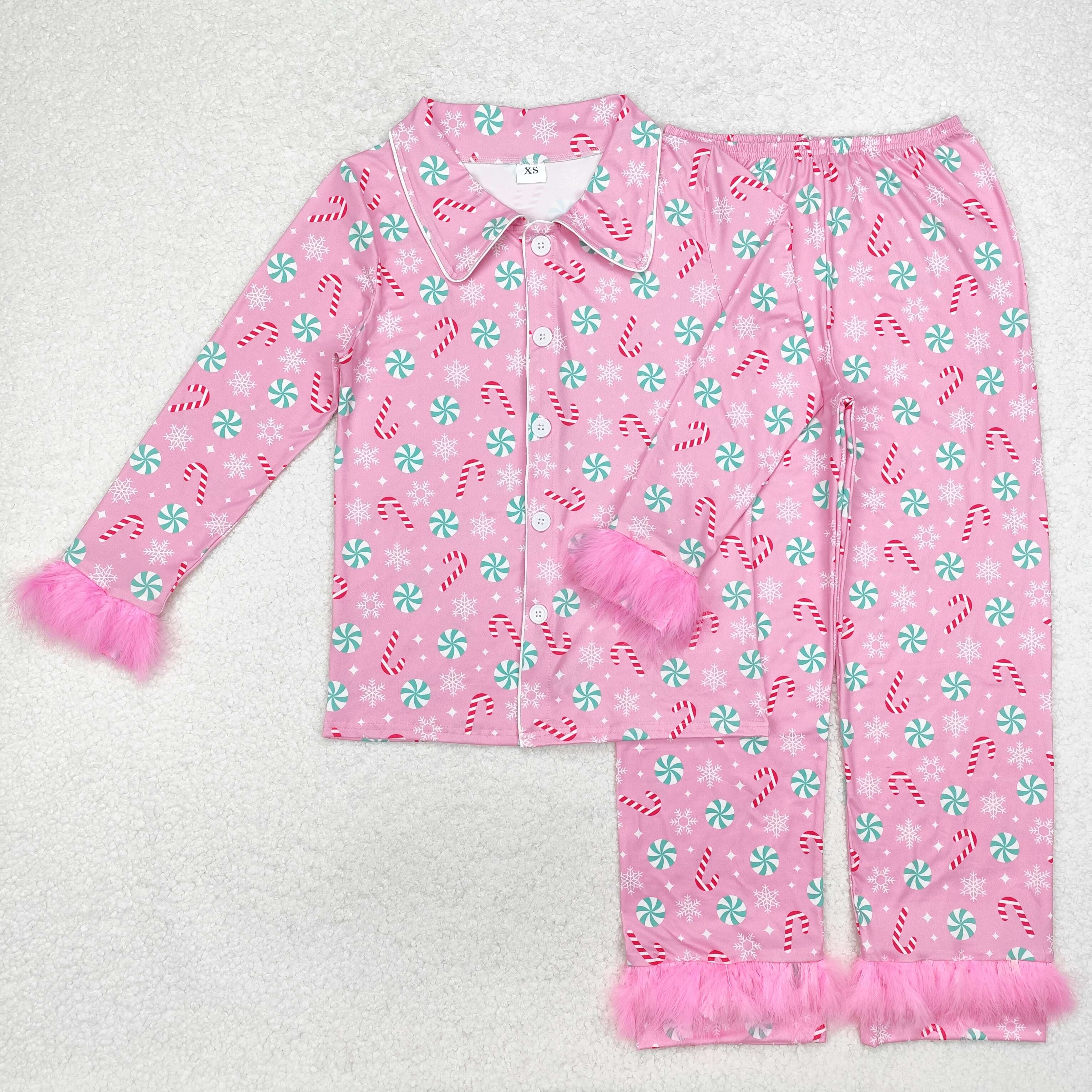 GLP2028 RTS adult pajamas fur crutch women christmas pajamas set