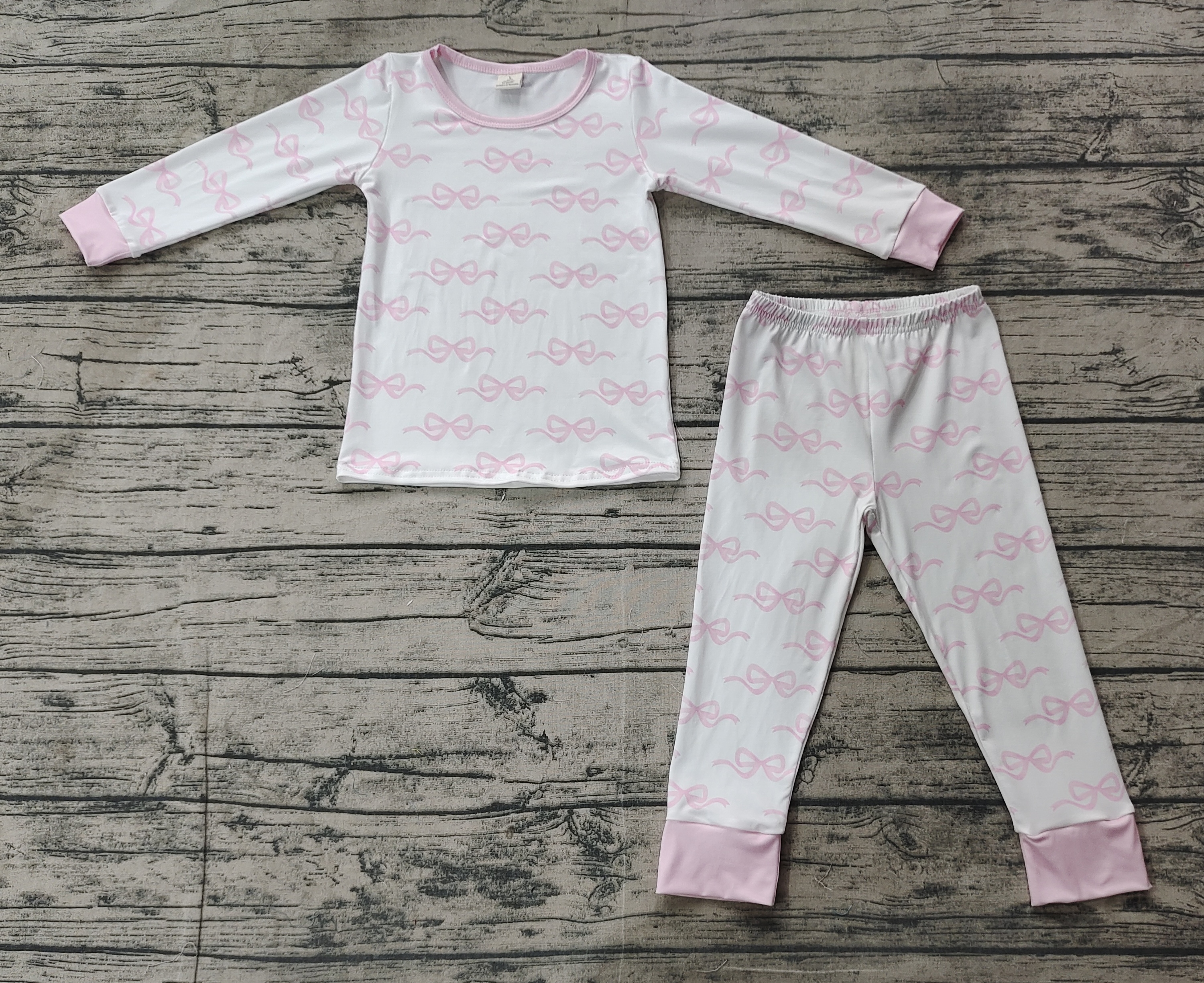 GLP2180 pre-order  toddler girl clothes pink bows girl winter pajamas set-real pic 2024.10.22 
