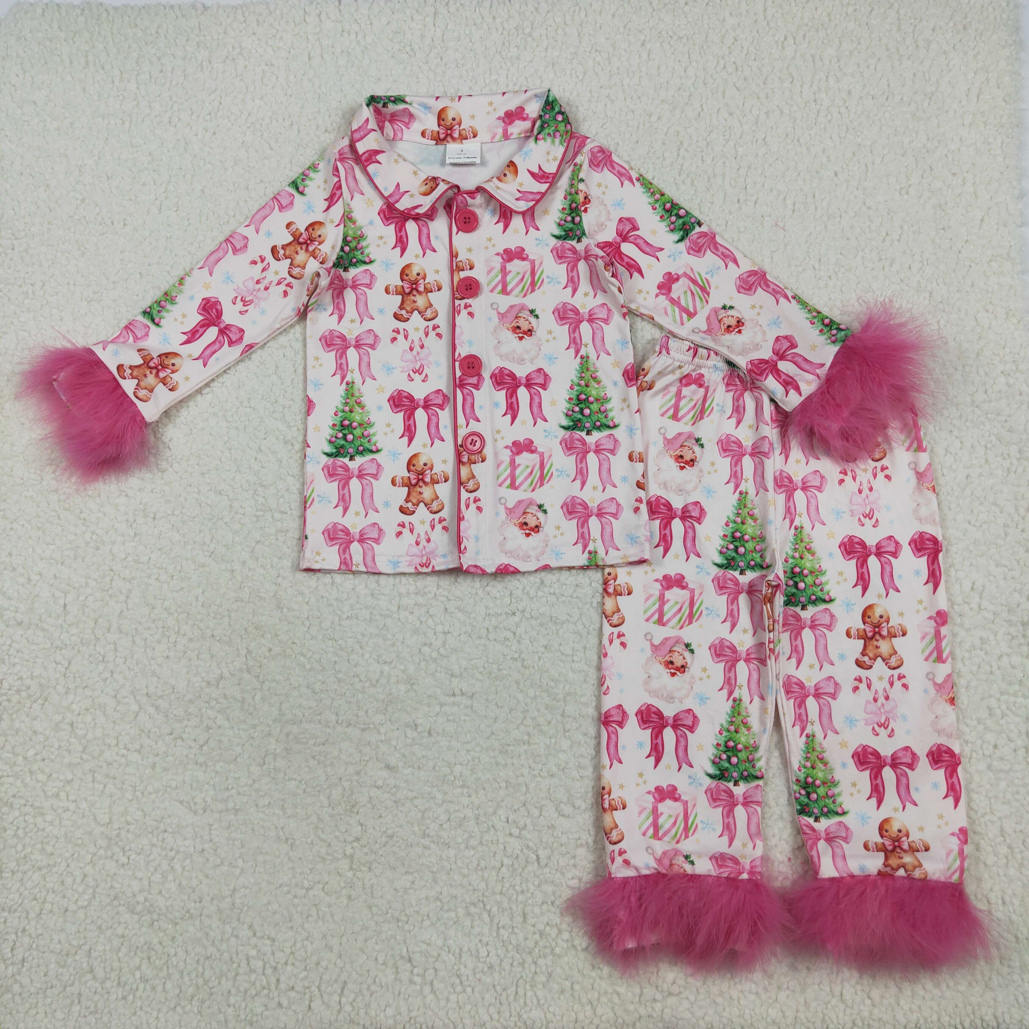 GLP2375 RTS girl clothes gingerbread girl winter christmas pajamas set 