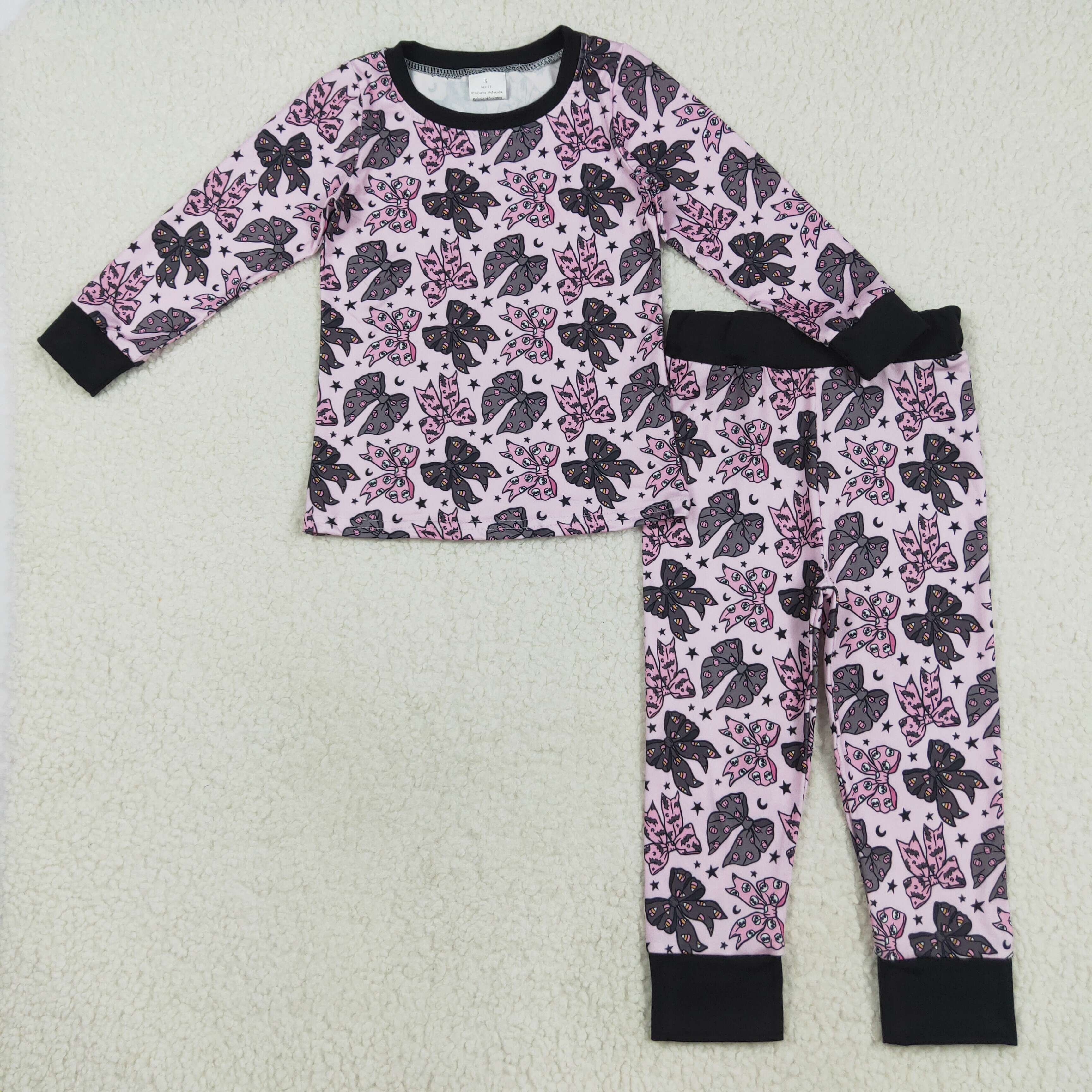 GLP2516 RTS girl  clothes bows girl  winter halloween pajamas set 
