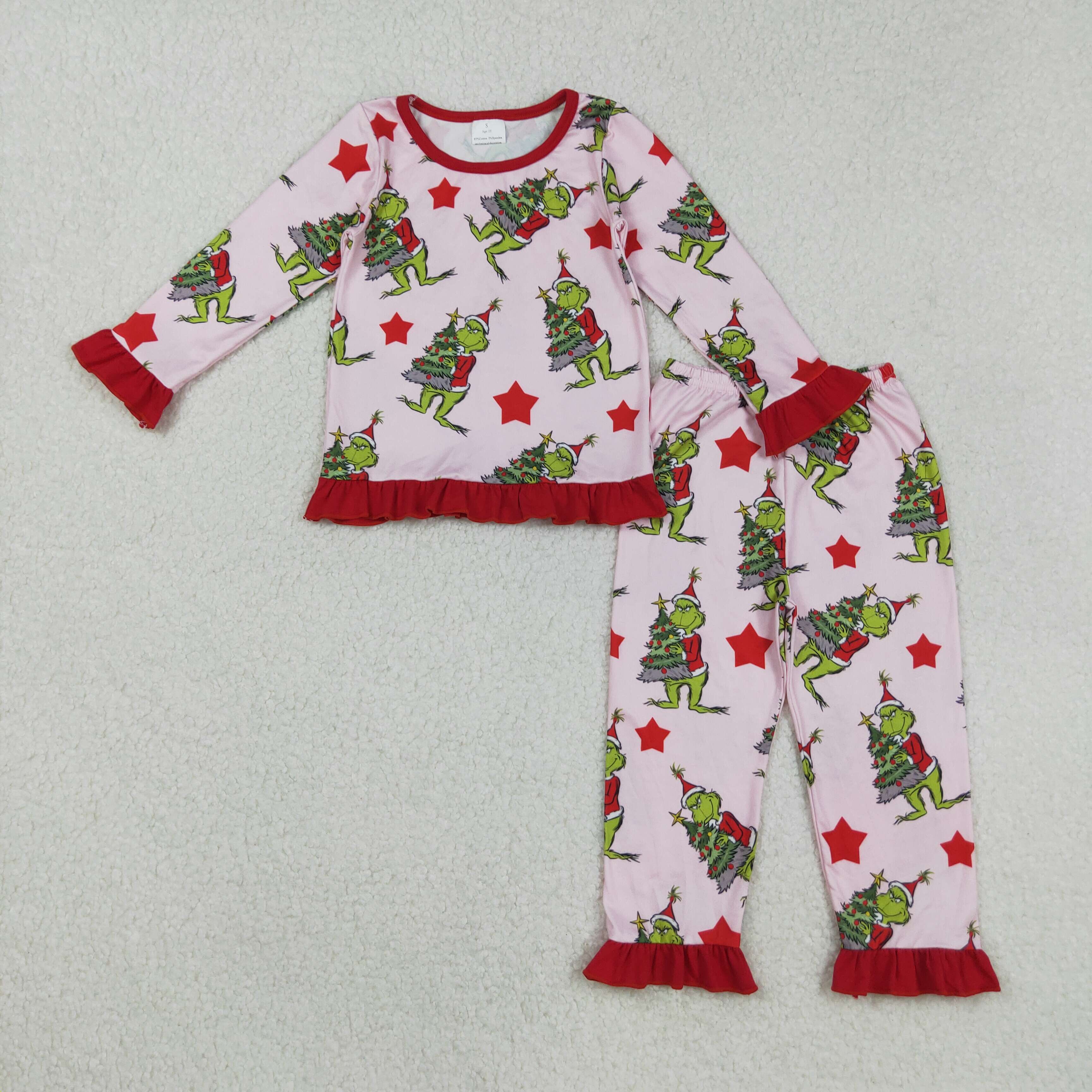 GLP2646 RTS  toddler girl clothes cartoon print girl christmas winter pajamas set