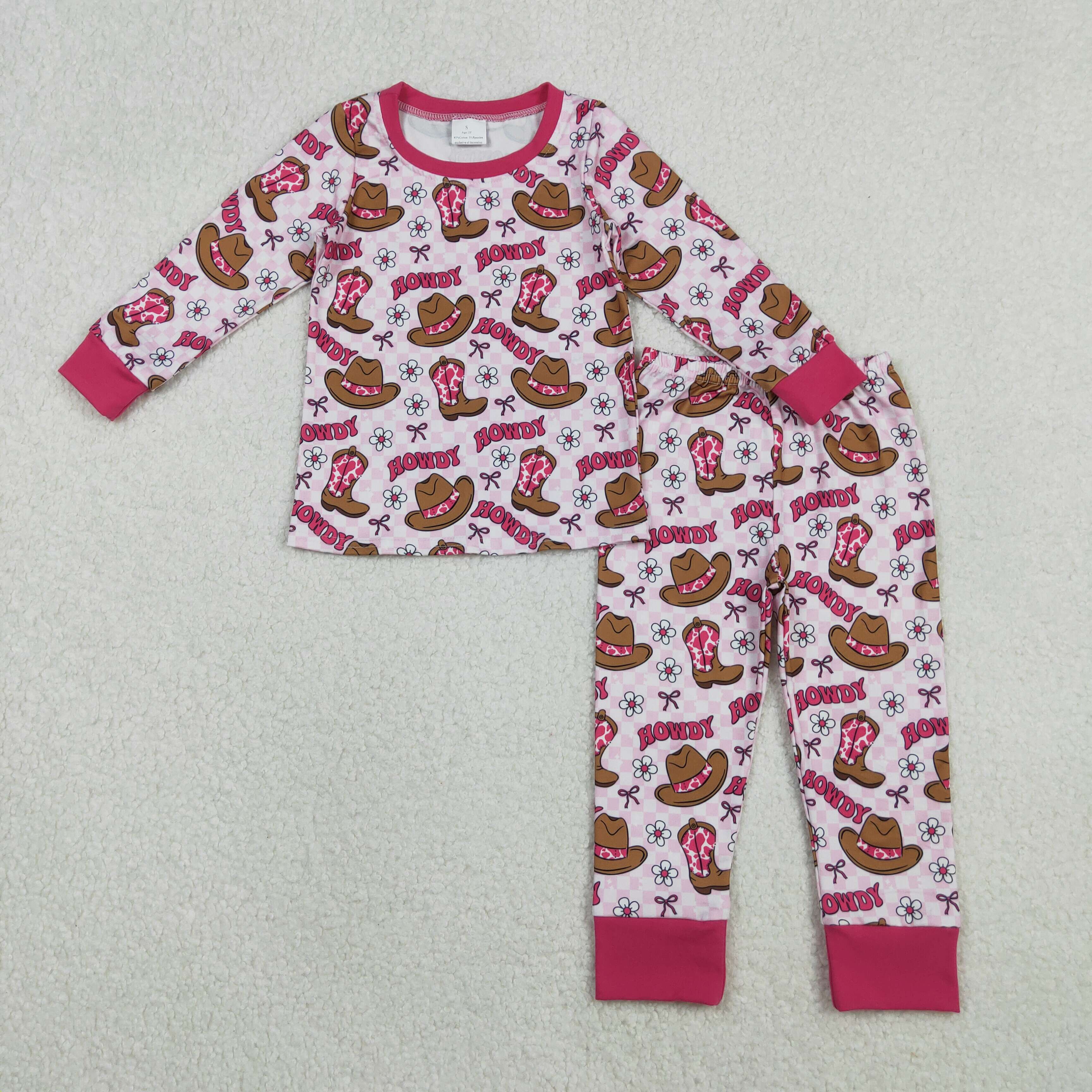 GLP2664 RTS toddler girl clothes howdy girl pajamas  set western clothes