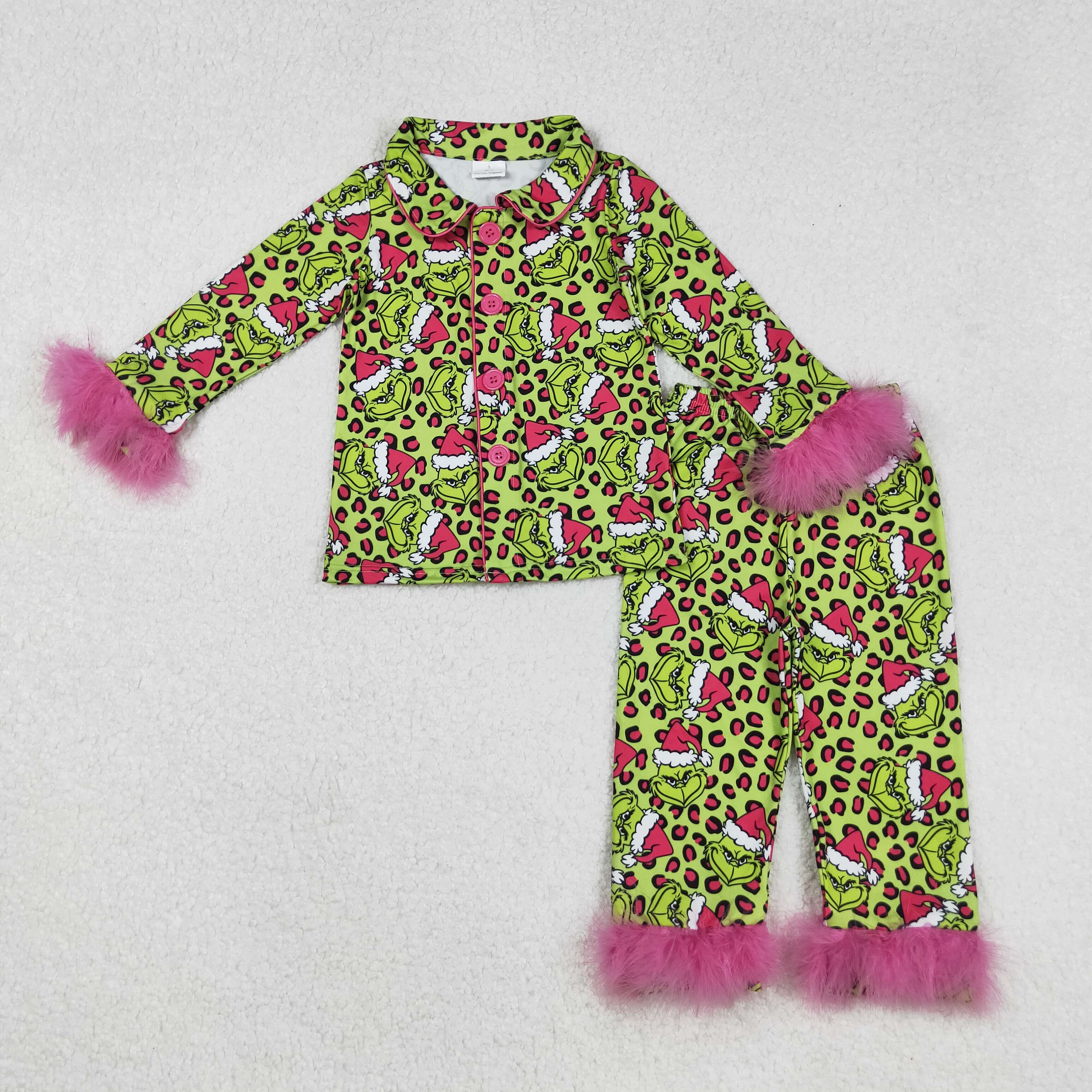 GLP2669 RTS girl clothes cartoon girl winter christmas pajamas set 