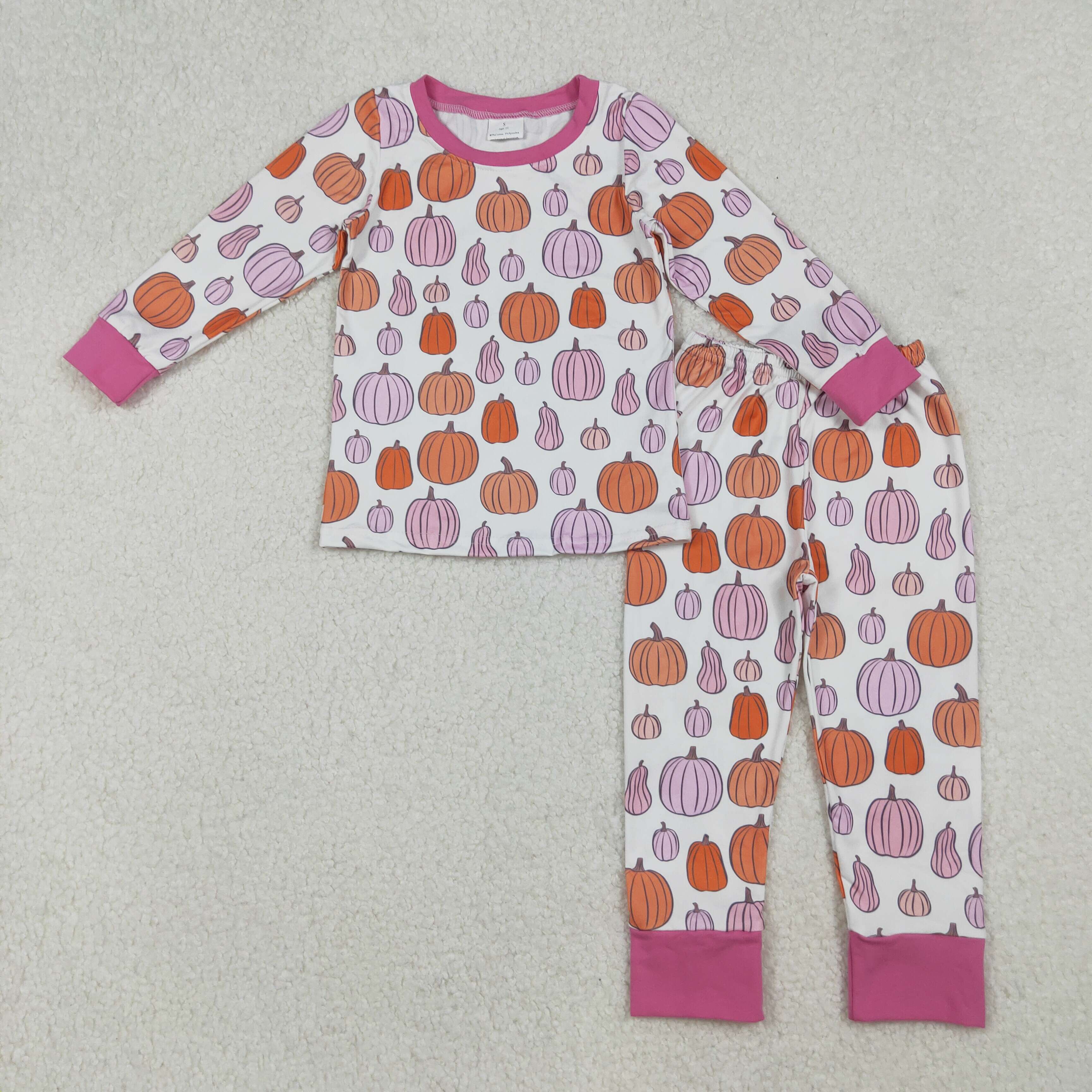GLP2702 RTS girl clothes pumpkin  girl winter pajamas outfit