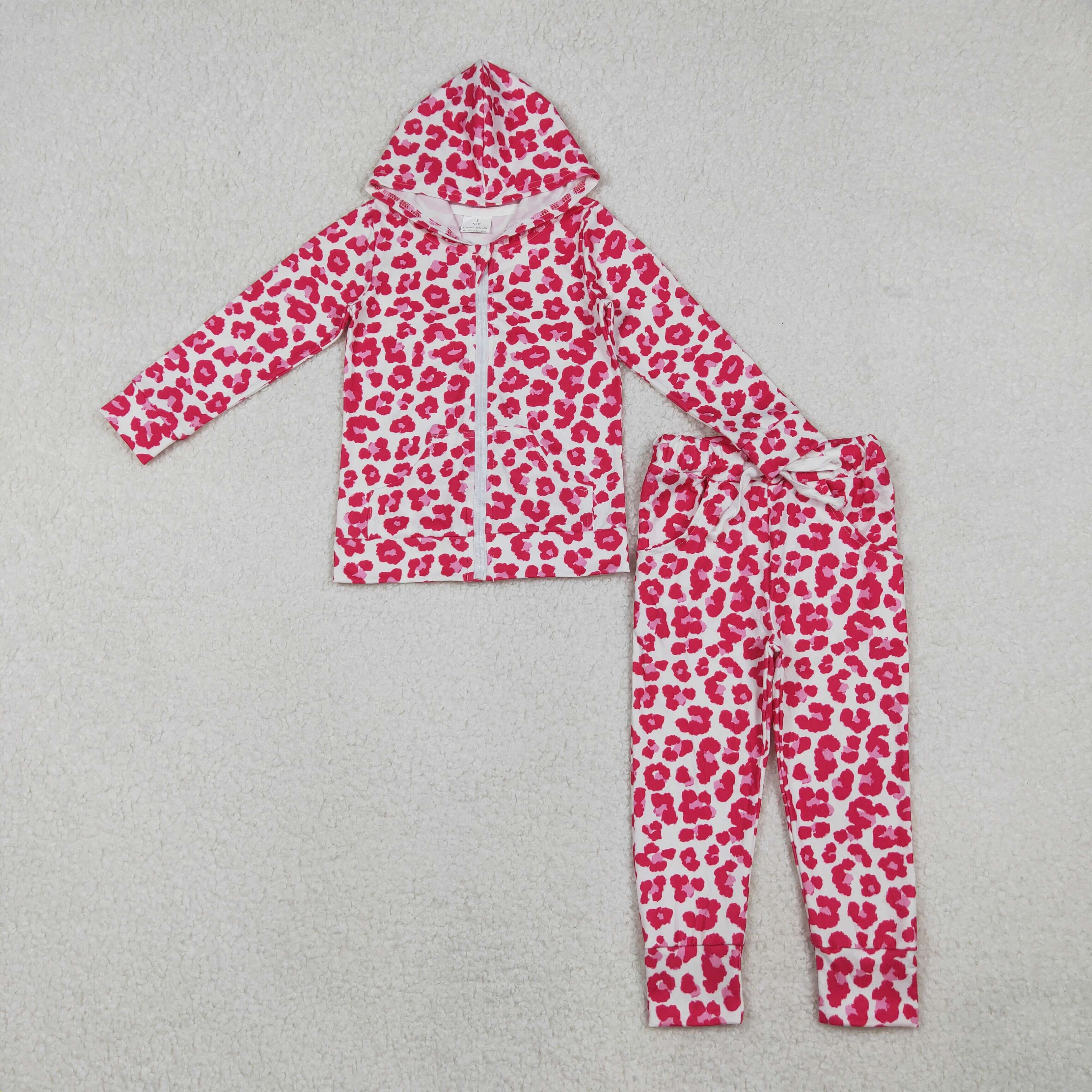 GLP2790 RTS girl clothes pink leopard print girl winter set