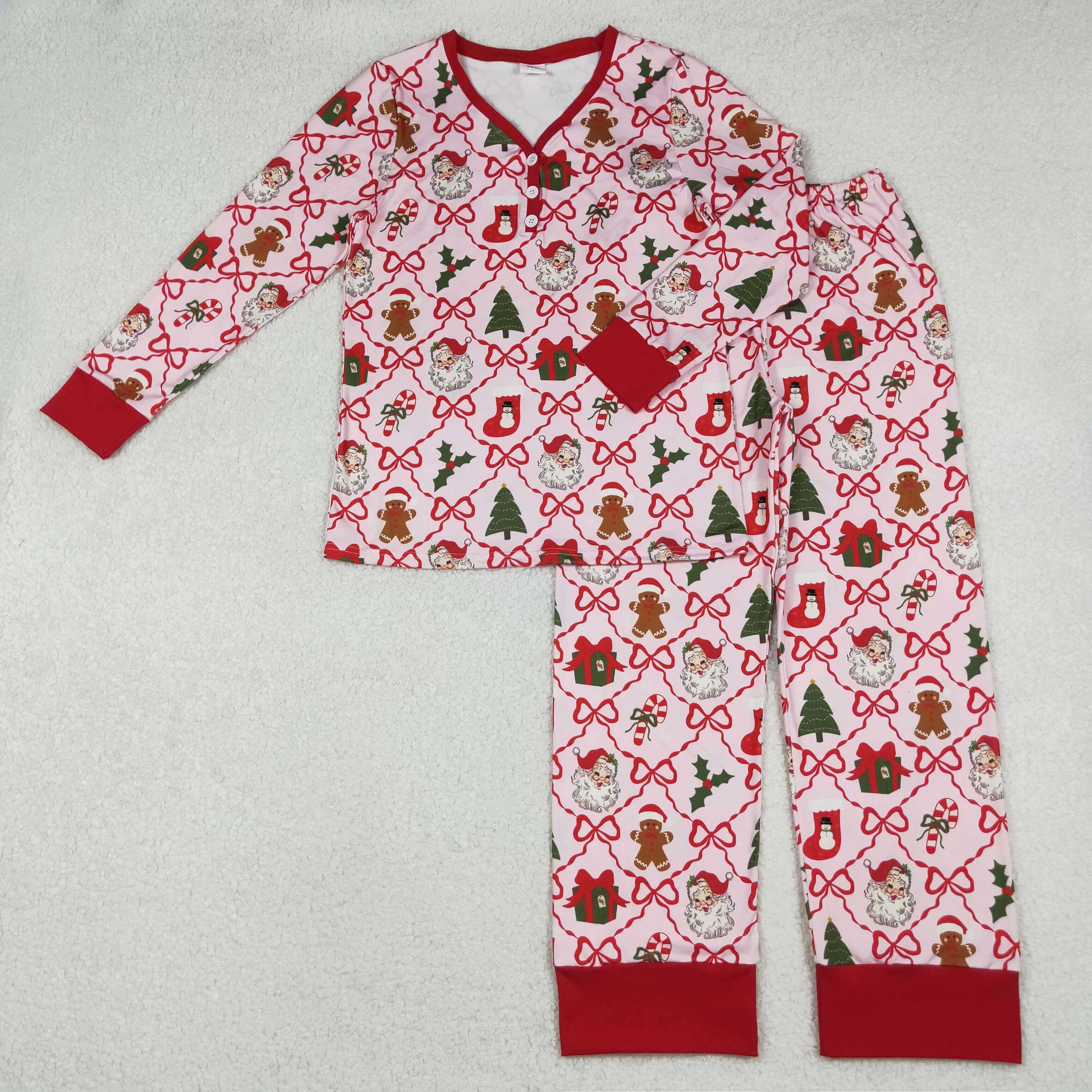 GLP2815 RTS adult pajamas santa adult women christmas pajamas set