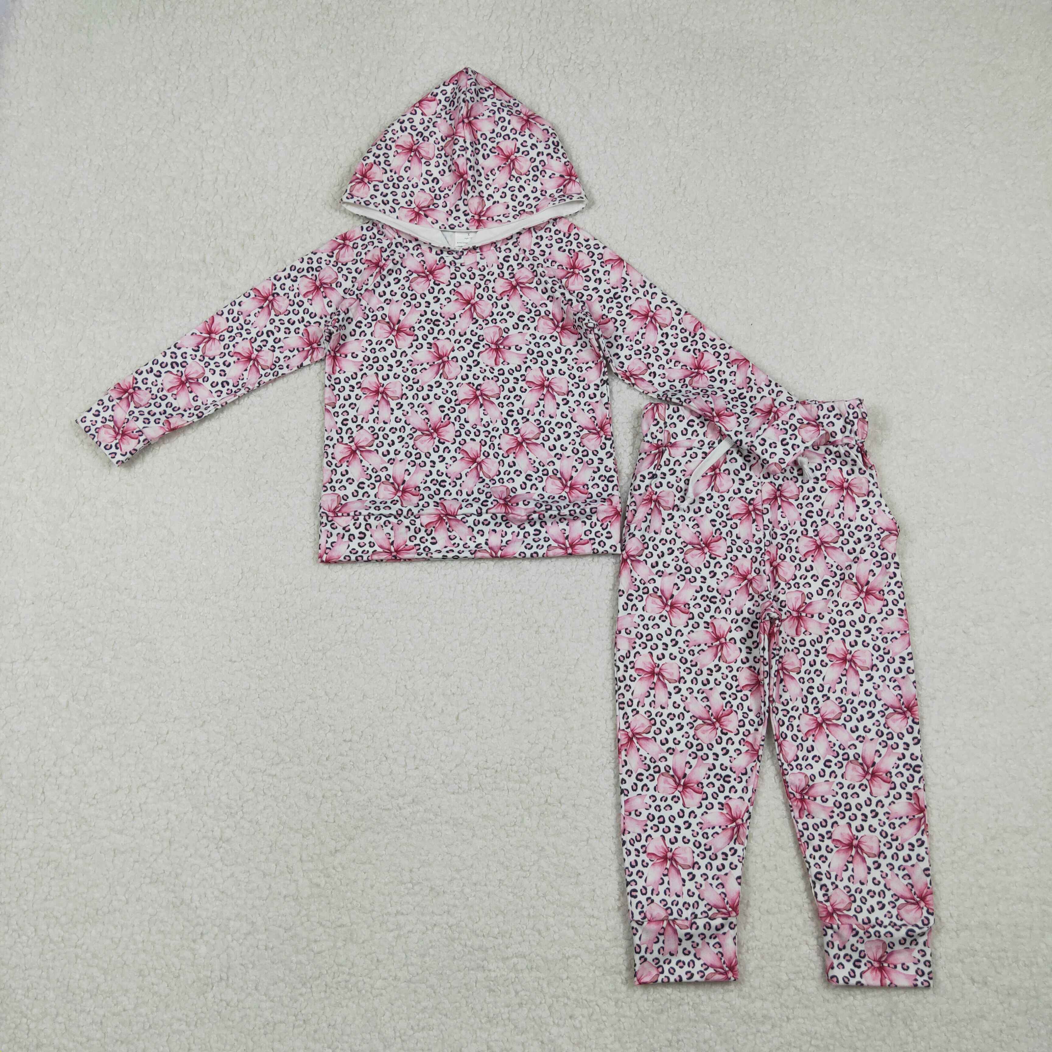 GLP2854 RTS toddler girl clothes bows girl  winter set hoodies outfit