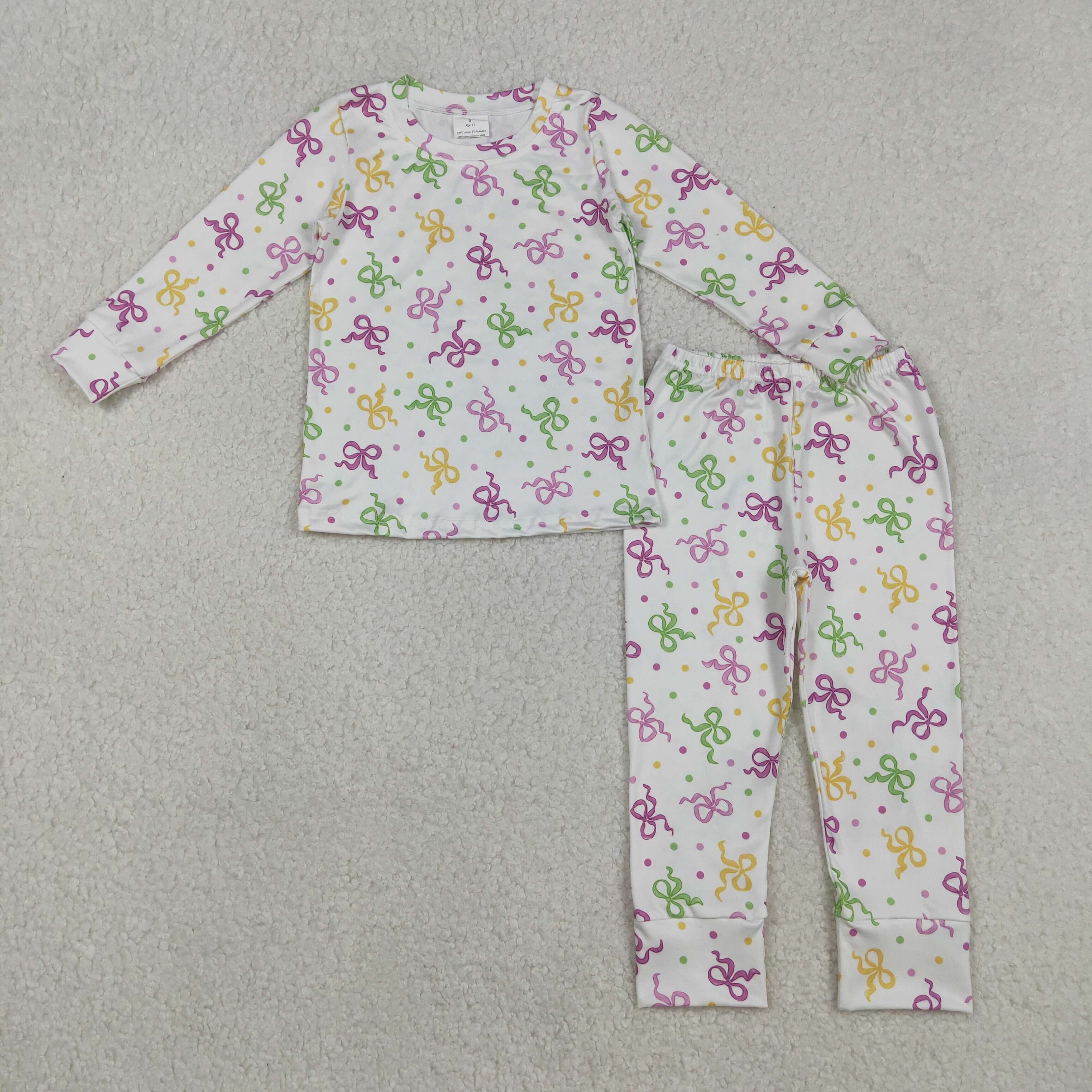 GLP2920 RTS toddler girl clothes bows girl mardi gras pajamas set