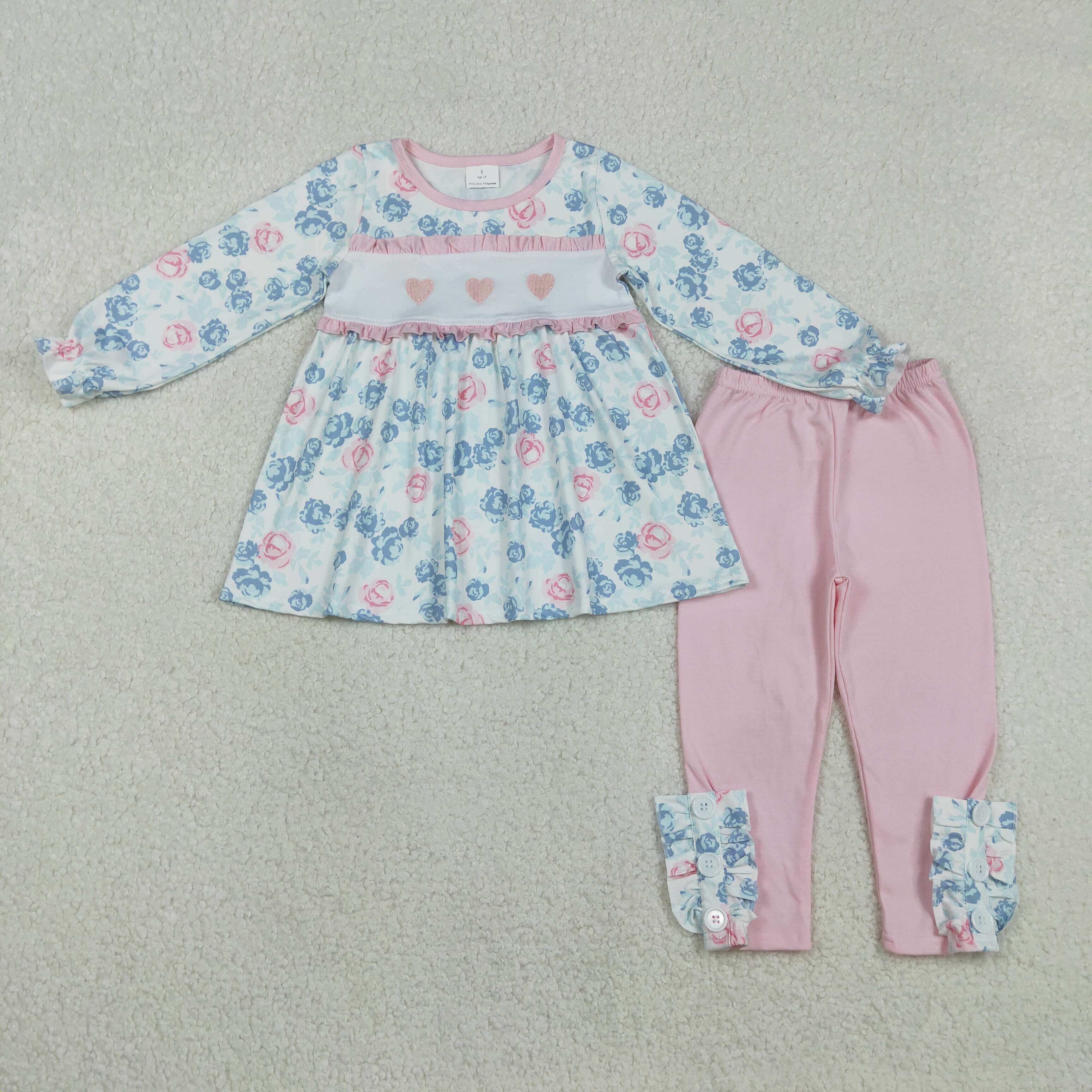 GLP2975 RTS toddler girl clothes heart embroidery girl valentines day outfit