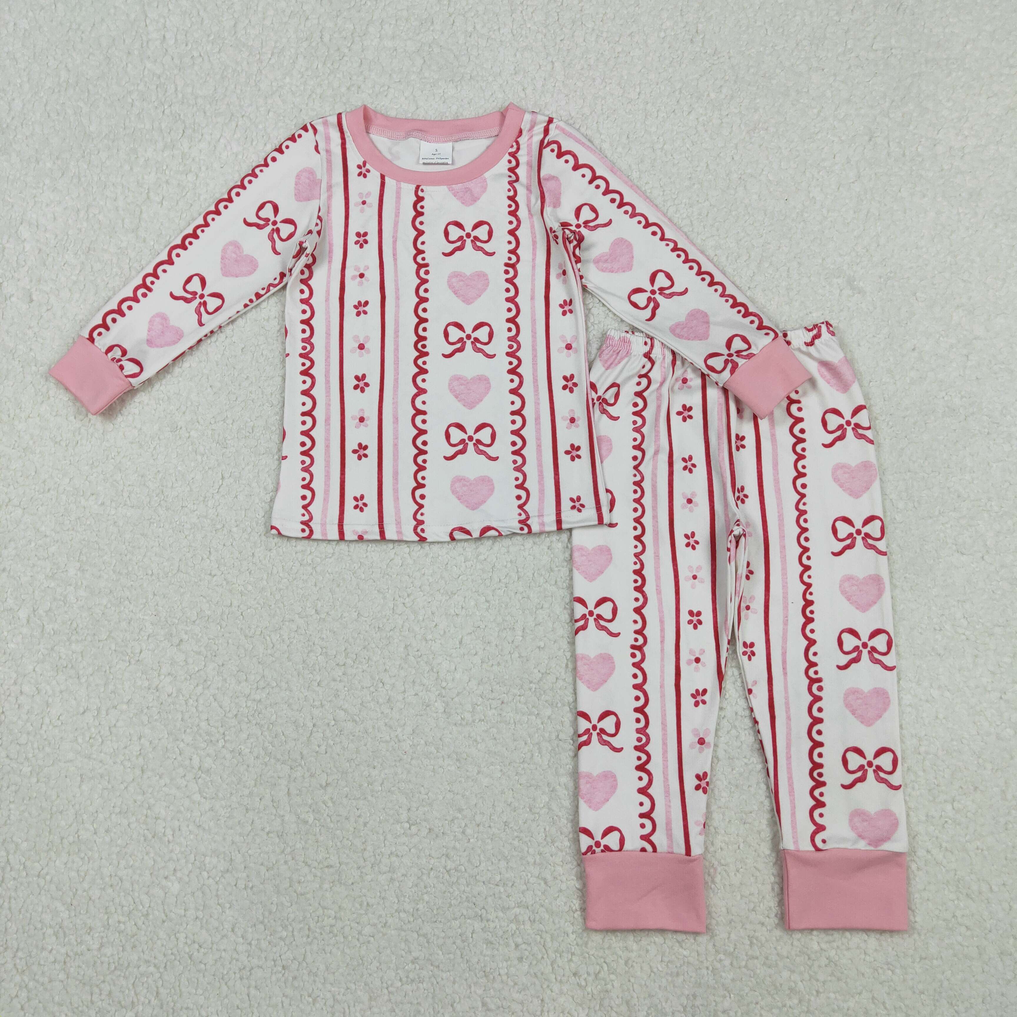 GLP2984 RTS toddler girl clothes bows girl valentine winter pajamas set