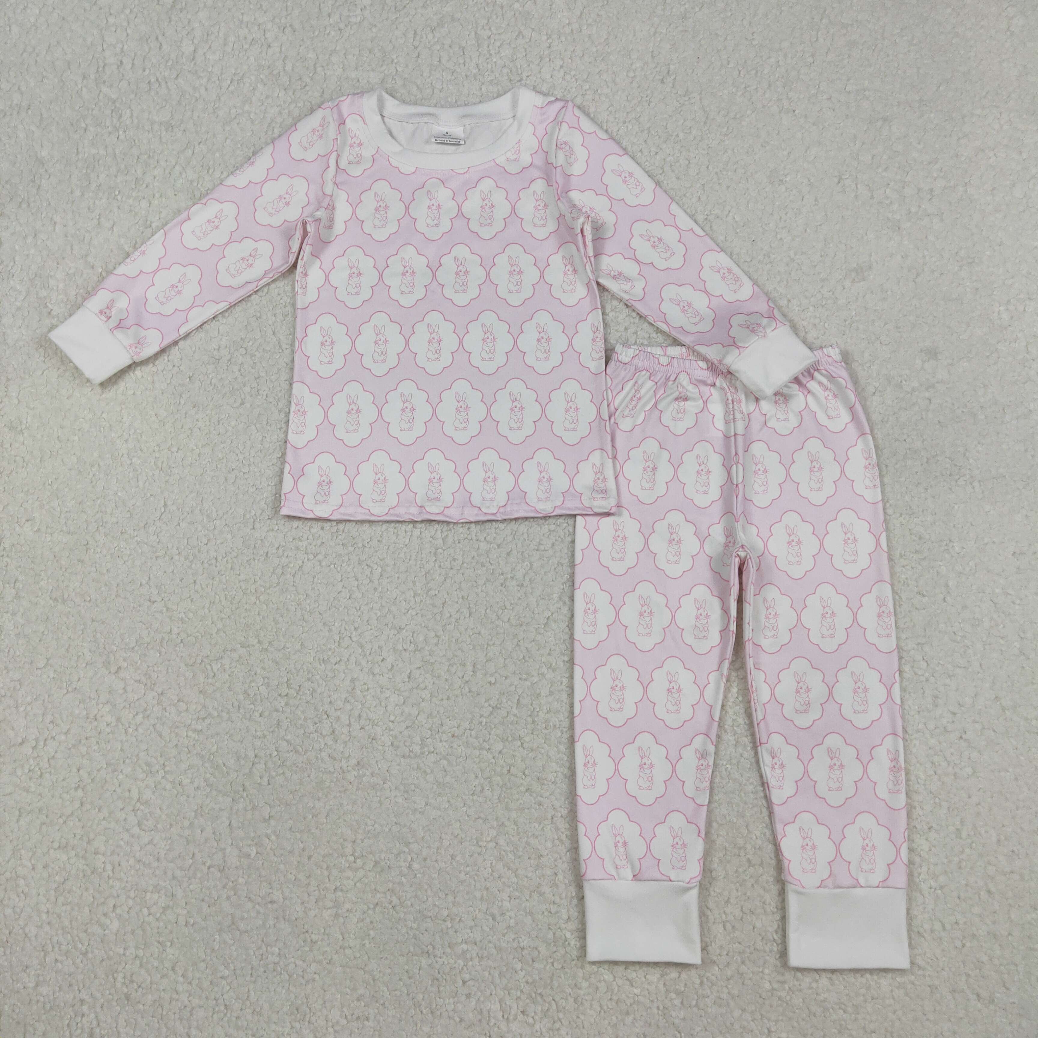 GLP3067 RTS  toddler girl clothes pink rabbit girl easter pajamas set 