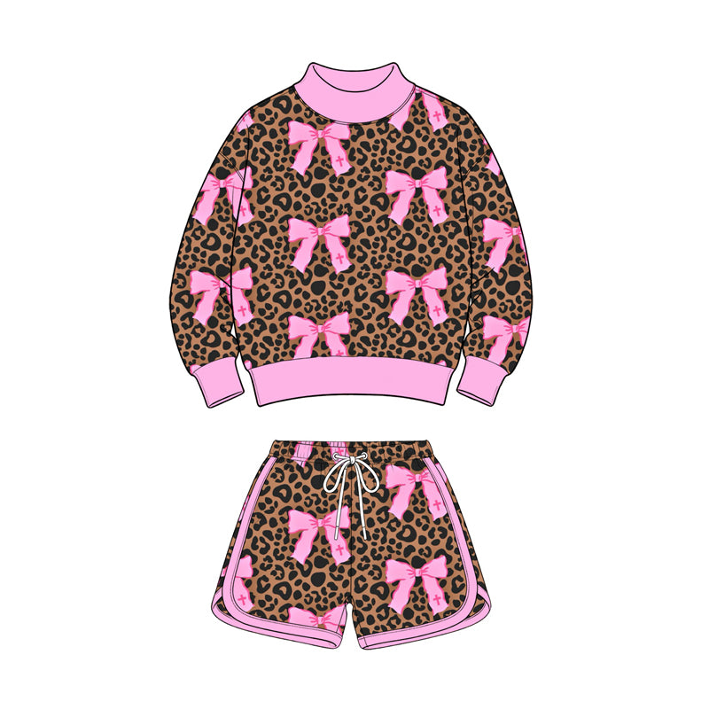 MOQ：5pcs GLS0195 pre-order  toddler girl clothes bows print girl winter shorts set-2026.8.4