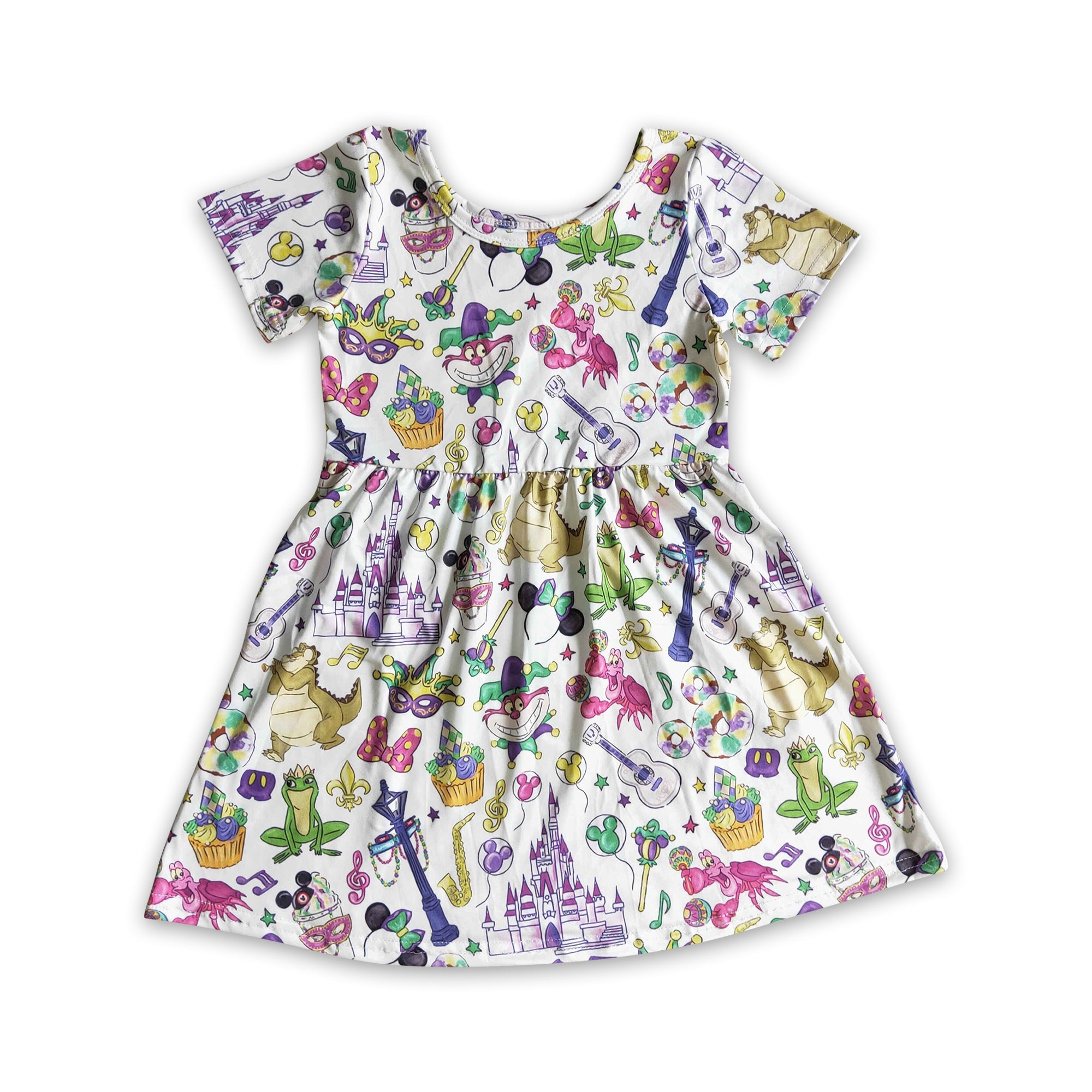 GSD0153 baby girl clothes purple short sleeve Mardi Gras dress-promotion 2025.1.11 $5.5