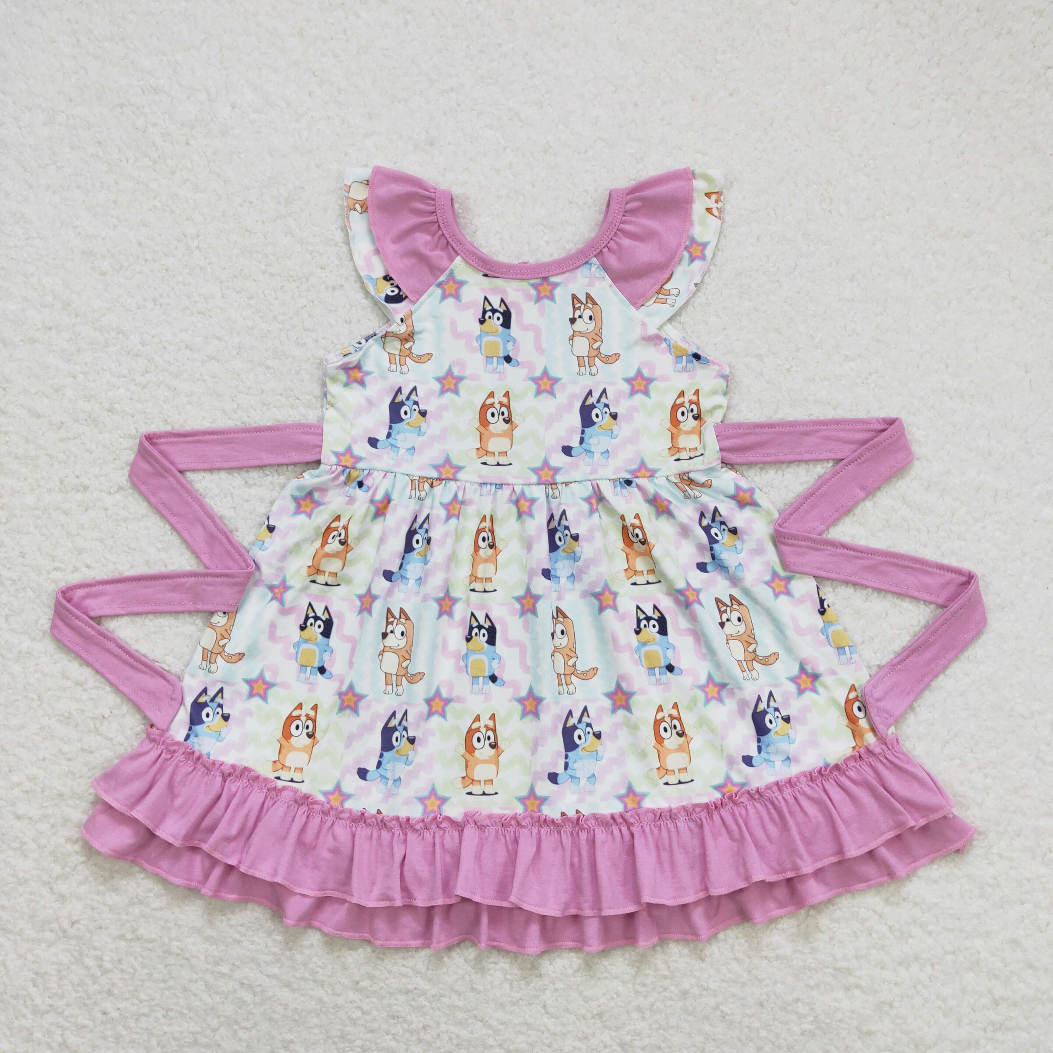 GSD1060 RTS toddler clothes cartoon dog baby girl summer dress
