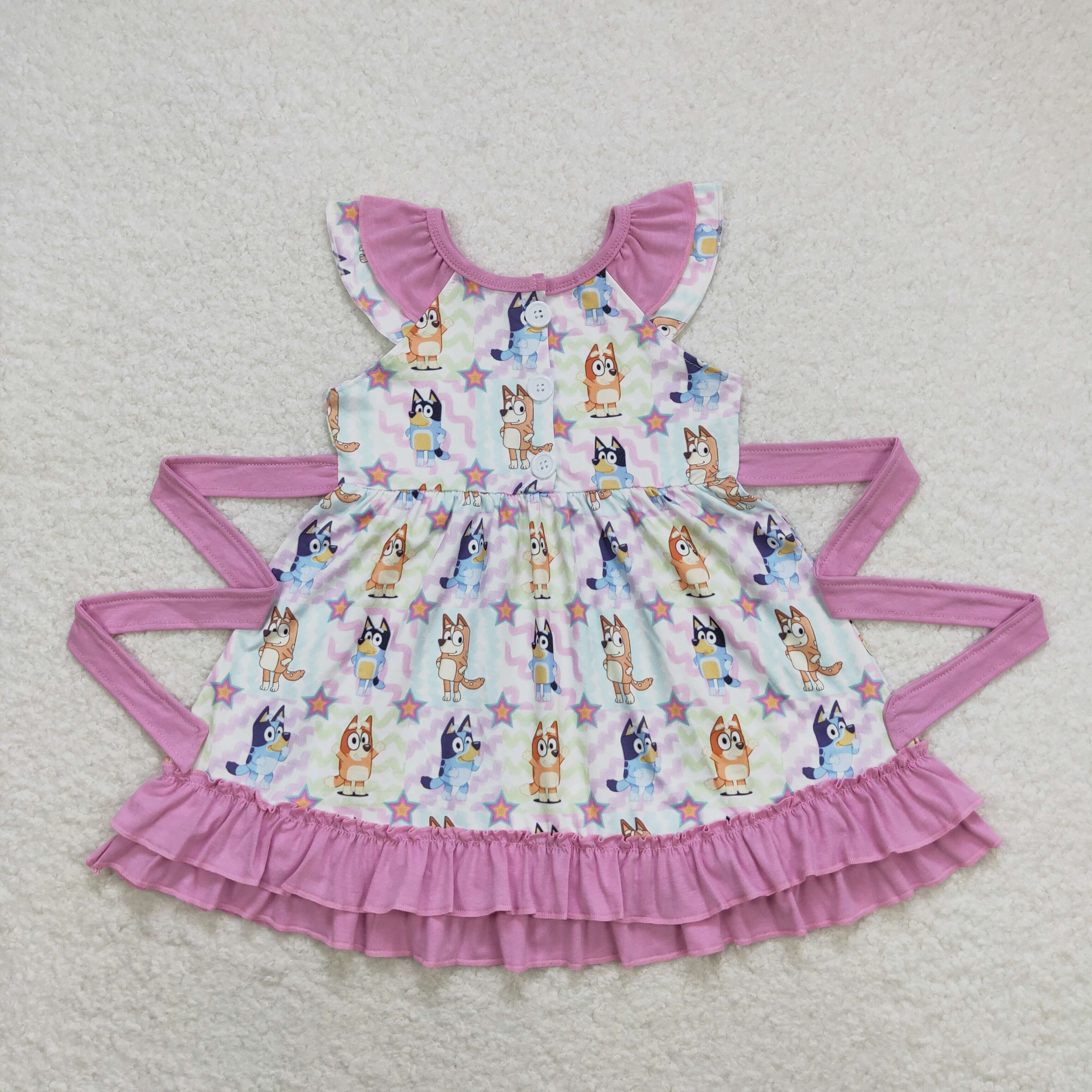 GSD1060 RTS toddler clothes cartoon dog baby girl summer dress
