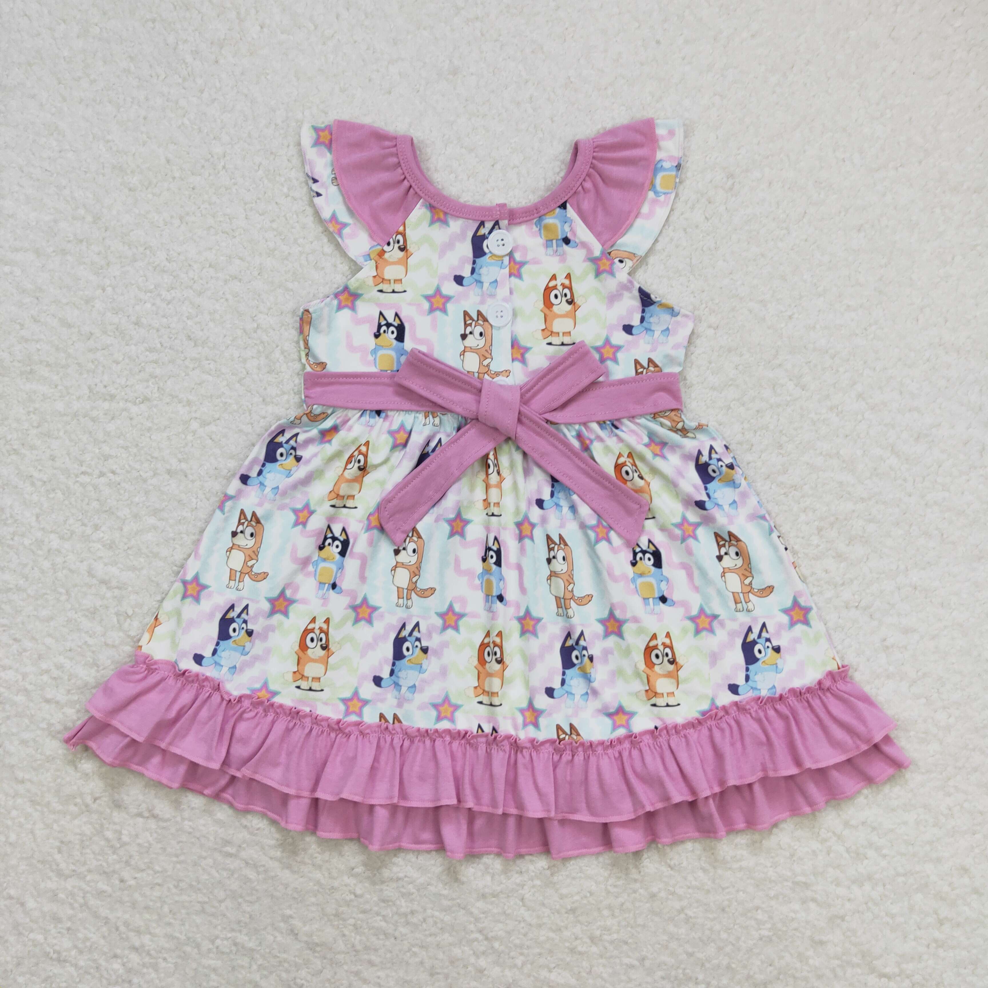 GSD1060 RTS toddler clothes cartoon dog baby girl summer dress