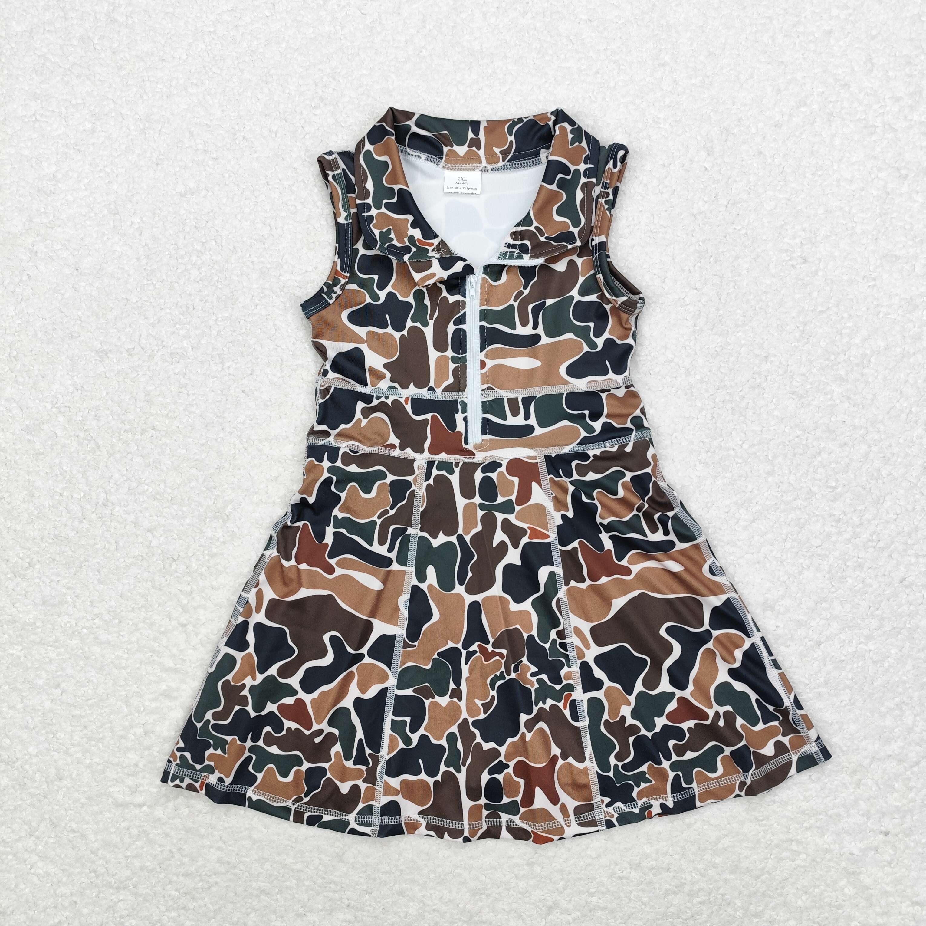 GSD1382 RTS toddler girl clothes camouflage girl summer yoga dress 