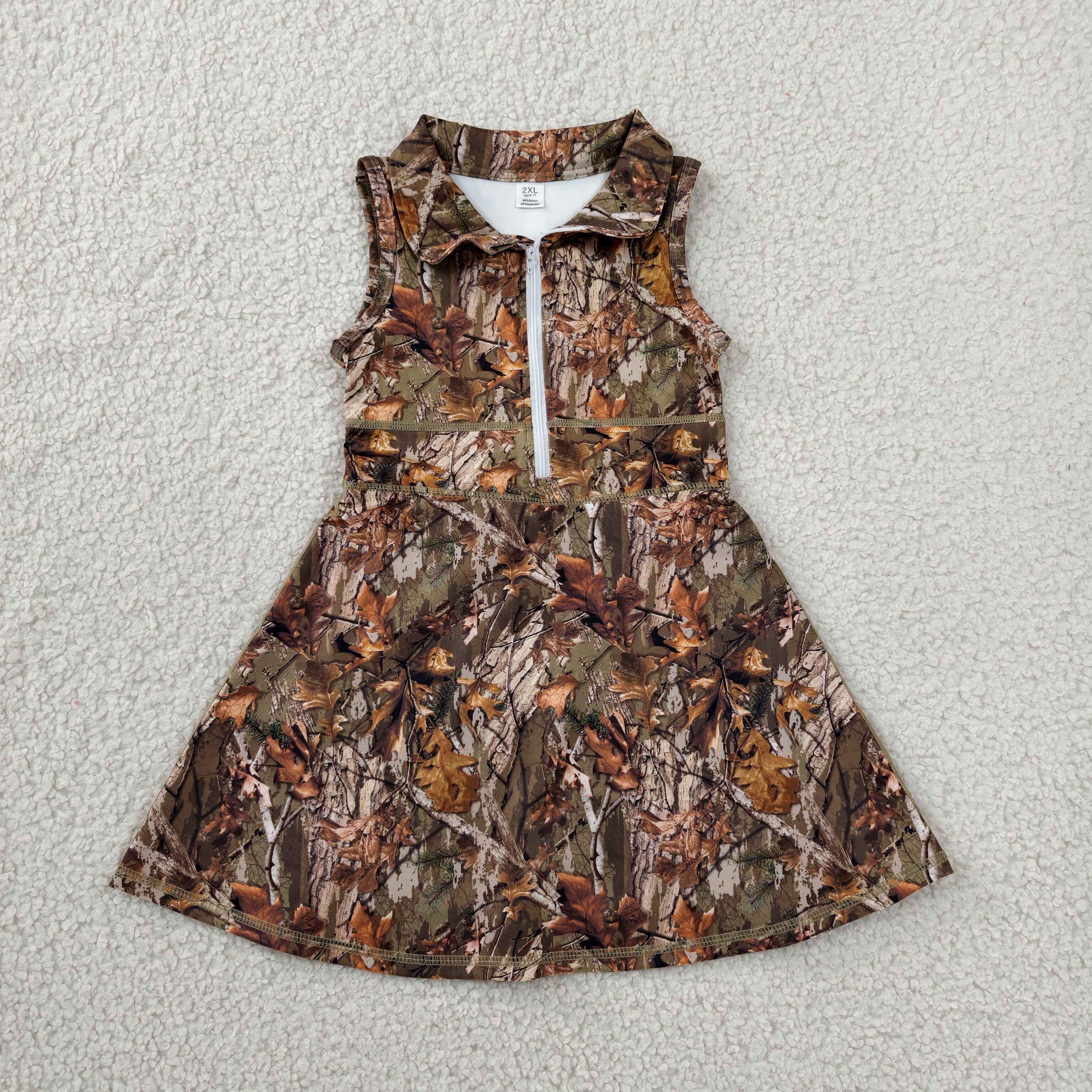 GSD1384 RTS toddler girl clothes camouflage girl summer yoga dress sports dress