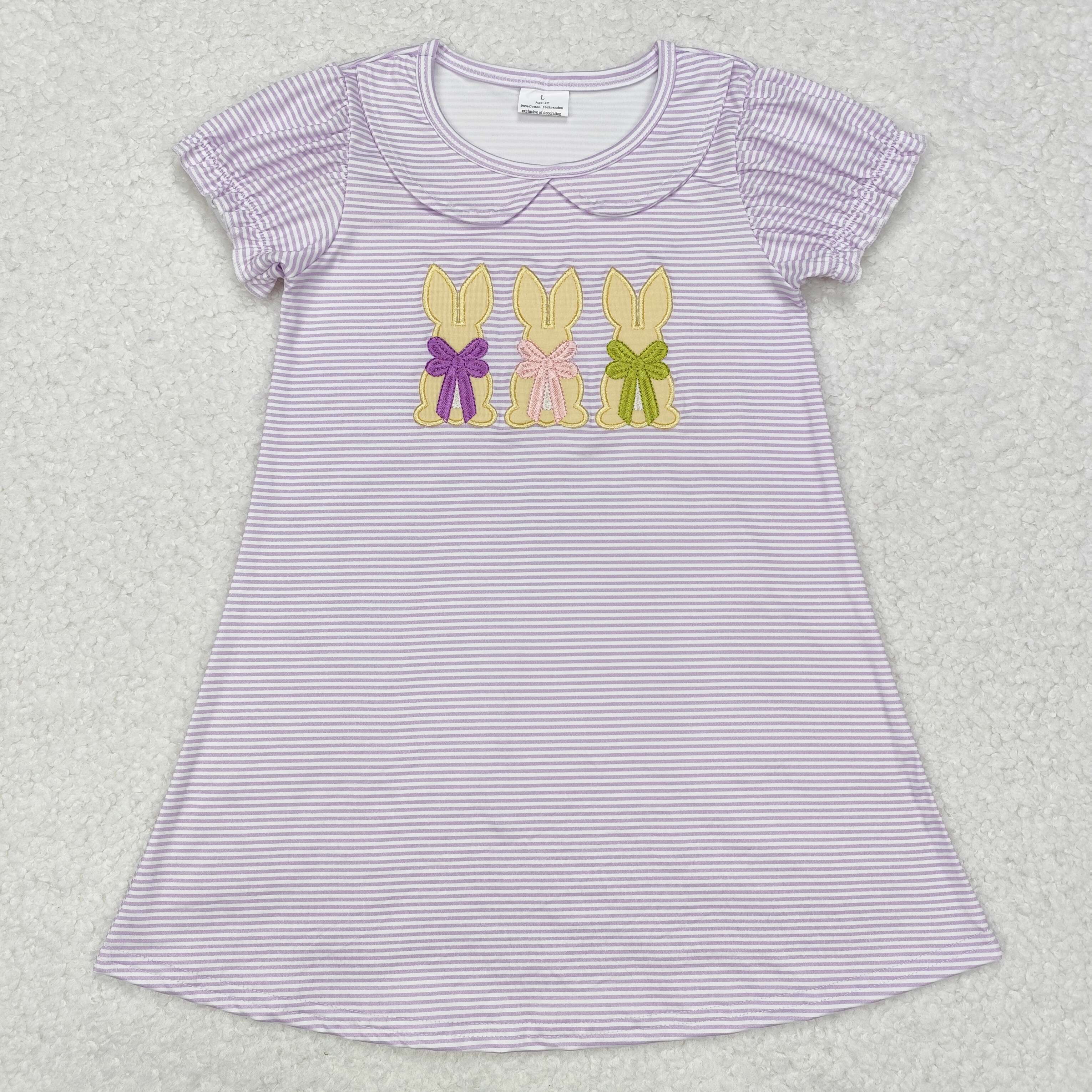 GSD1470 RTS toddler girl clothes rabbit girl summer easter dress-embroidery