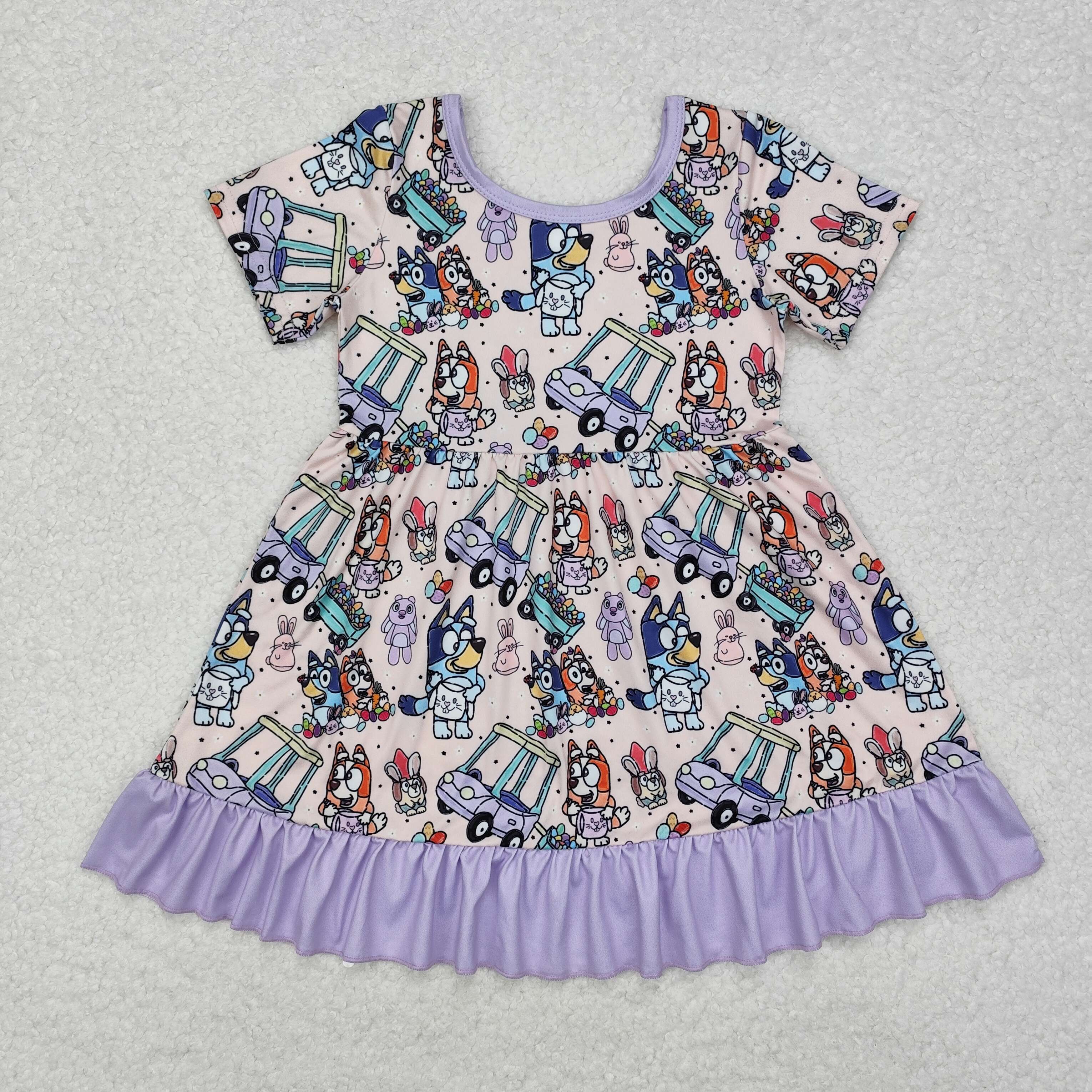 GSD1491 RTS toddler girl clothes cartoon dog girl summer dress