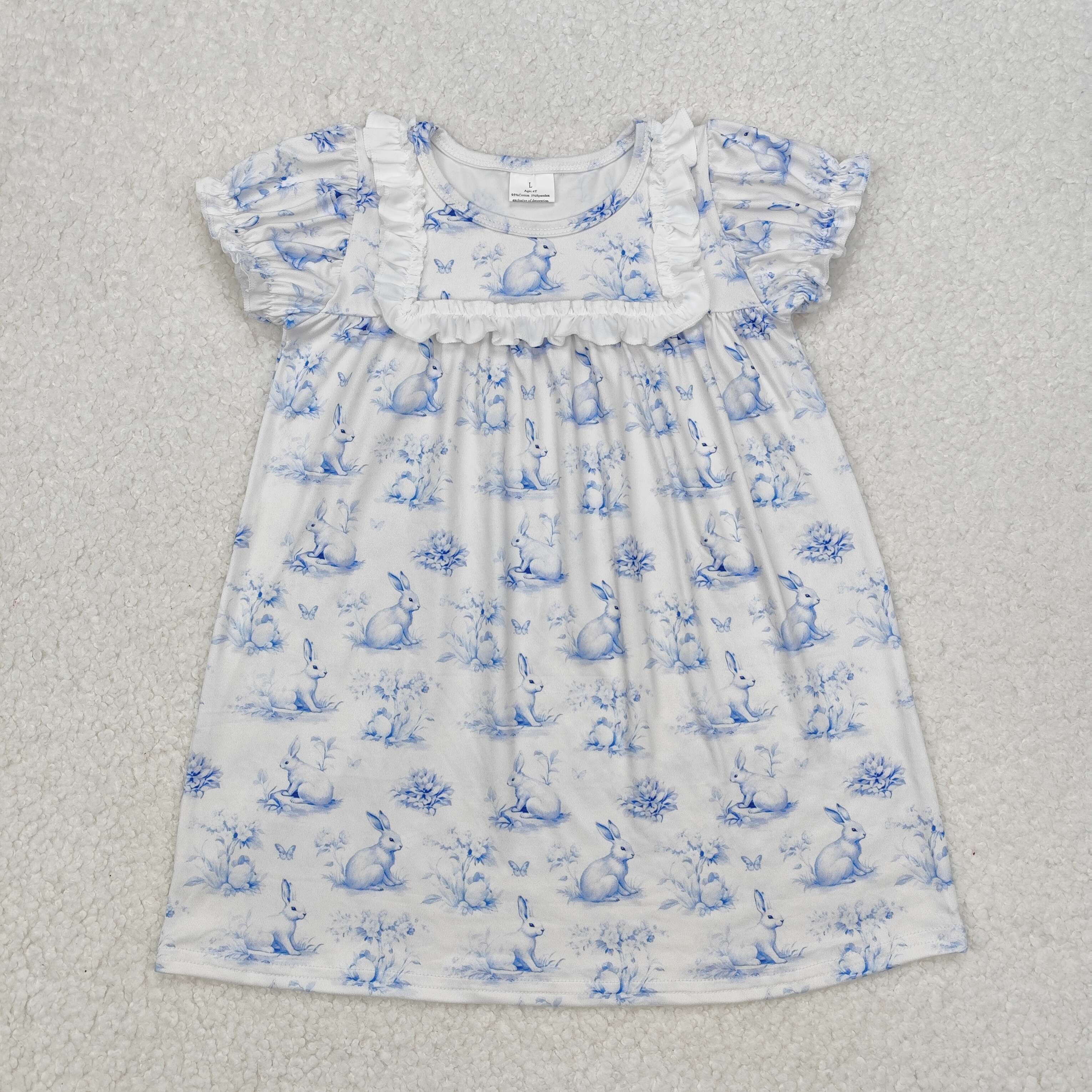 GSD1531 RTS toddler clothes blue rabbit baby girl easter summer dress
