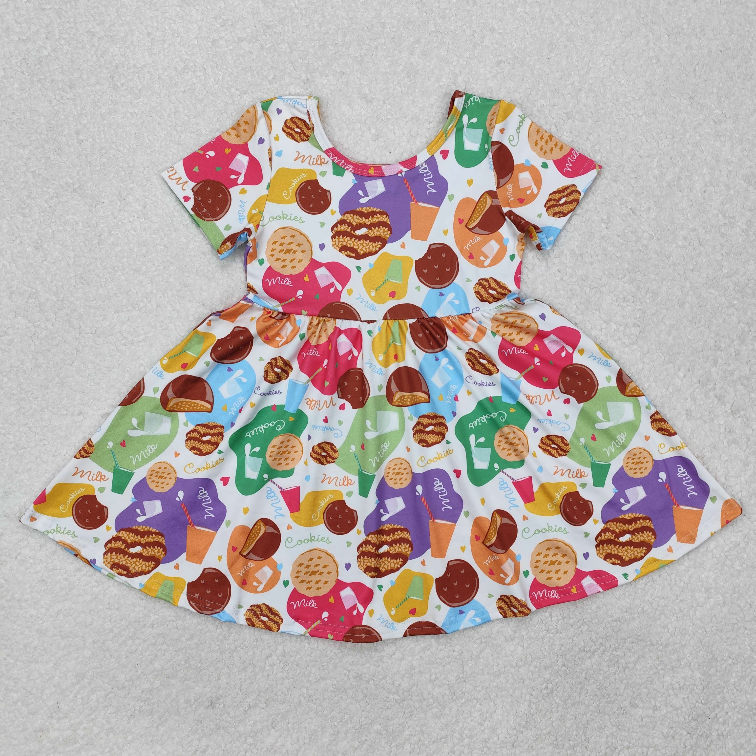 GSD1809 RTS toddler clothes cookies baby girl summer dress twril dresses