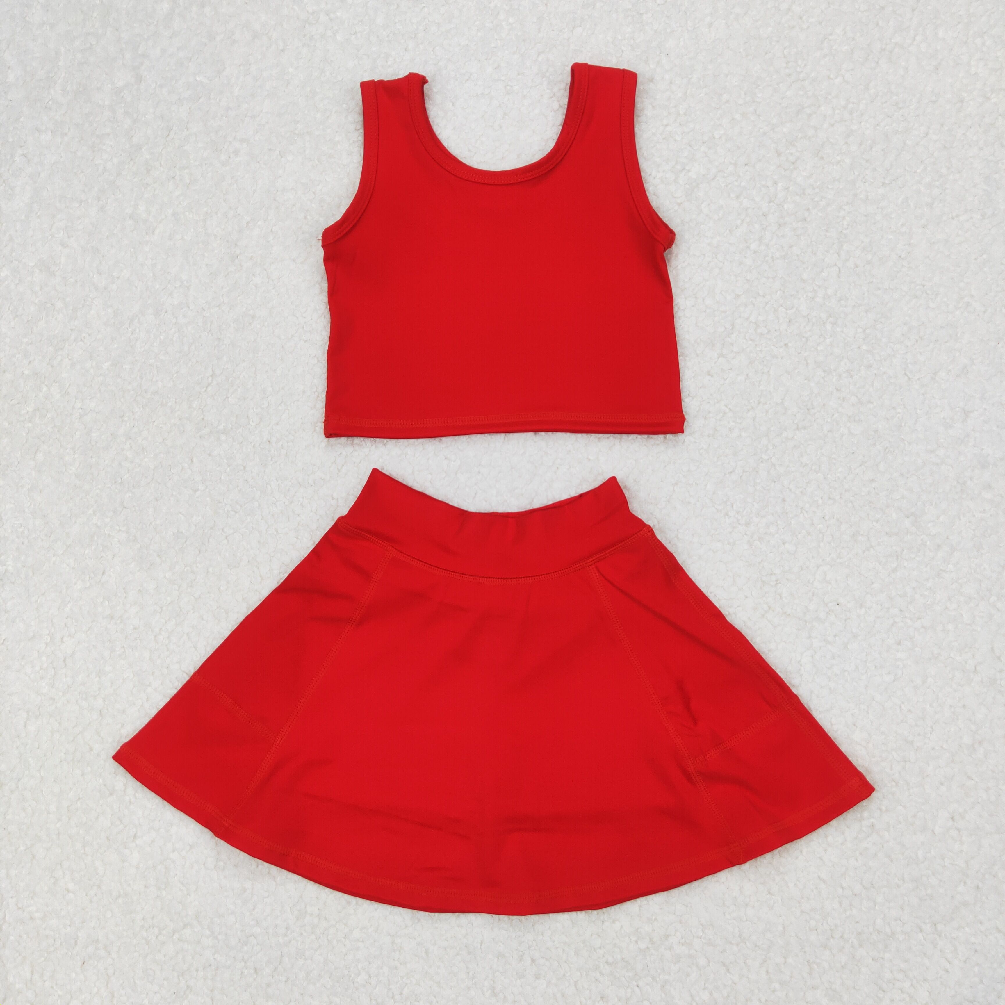 GSD1979 RTS girl clothes red girl summer set yoga clothes quick dry sports clothes
