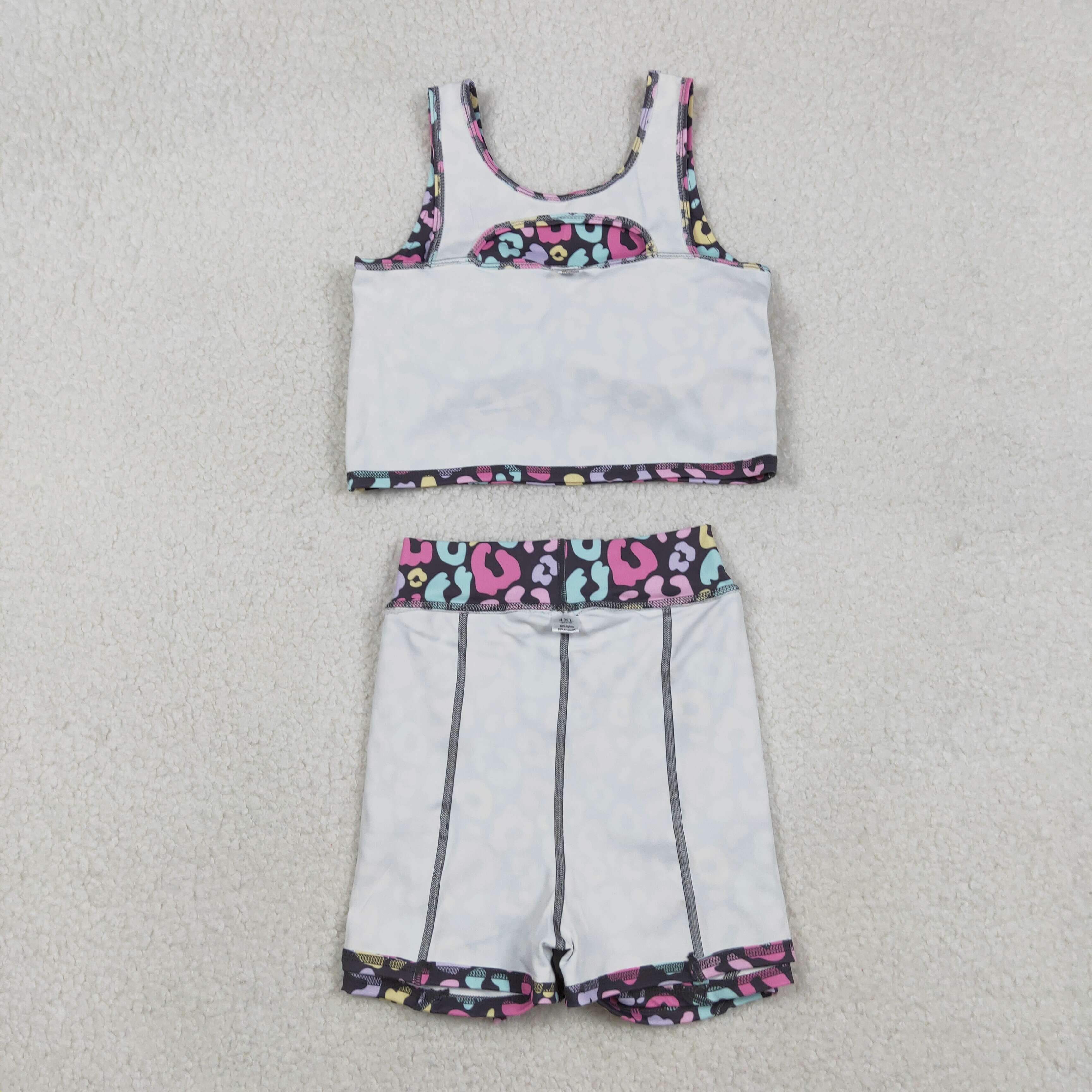 GSD2176 RTS toddler girl clothes leopard print girl summer set yoga clothes