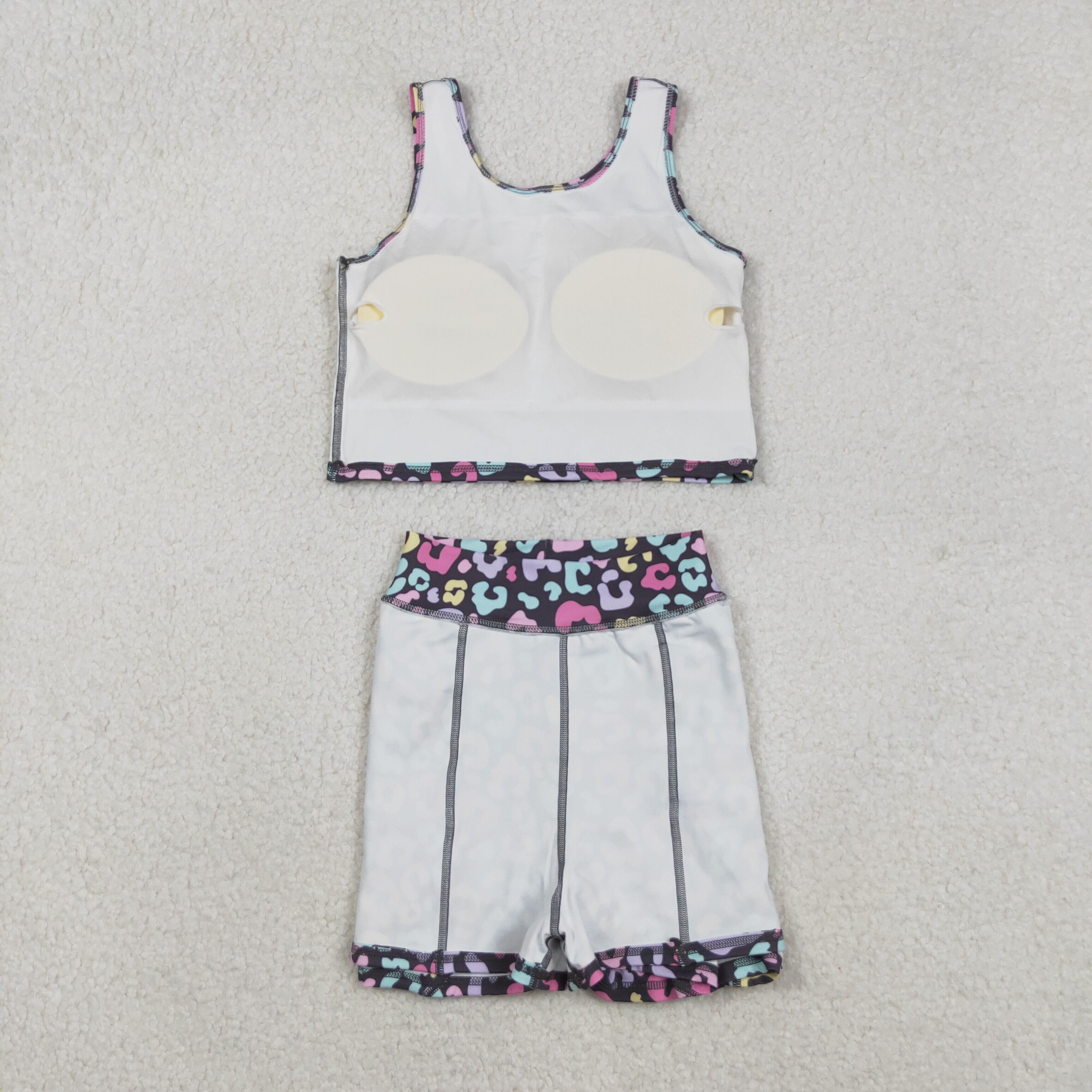 GSD2176 RTS toddler girl clothes leopard print girl summer set yoga clothes