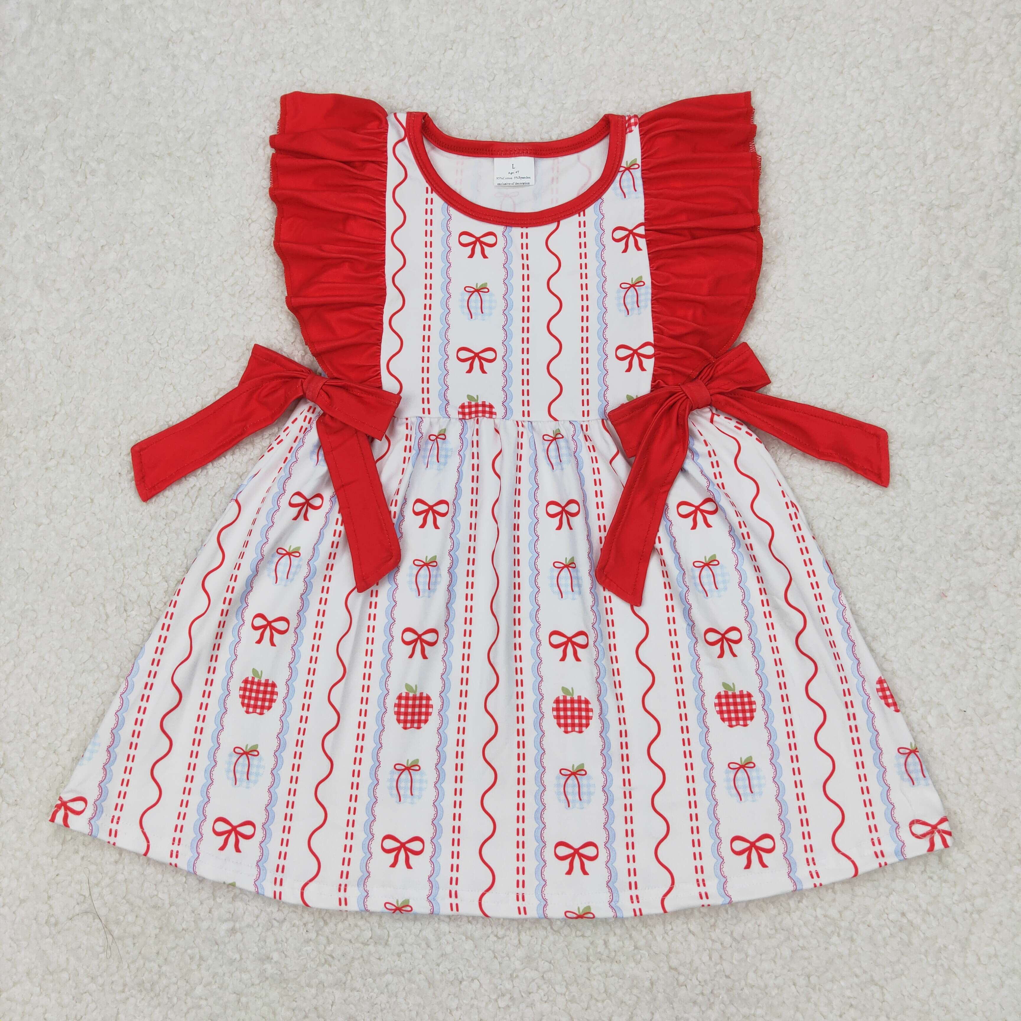 GSD2201 2T to 14-16T RTS girl clothes bow strawberry girl summer dress
