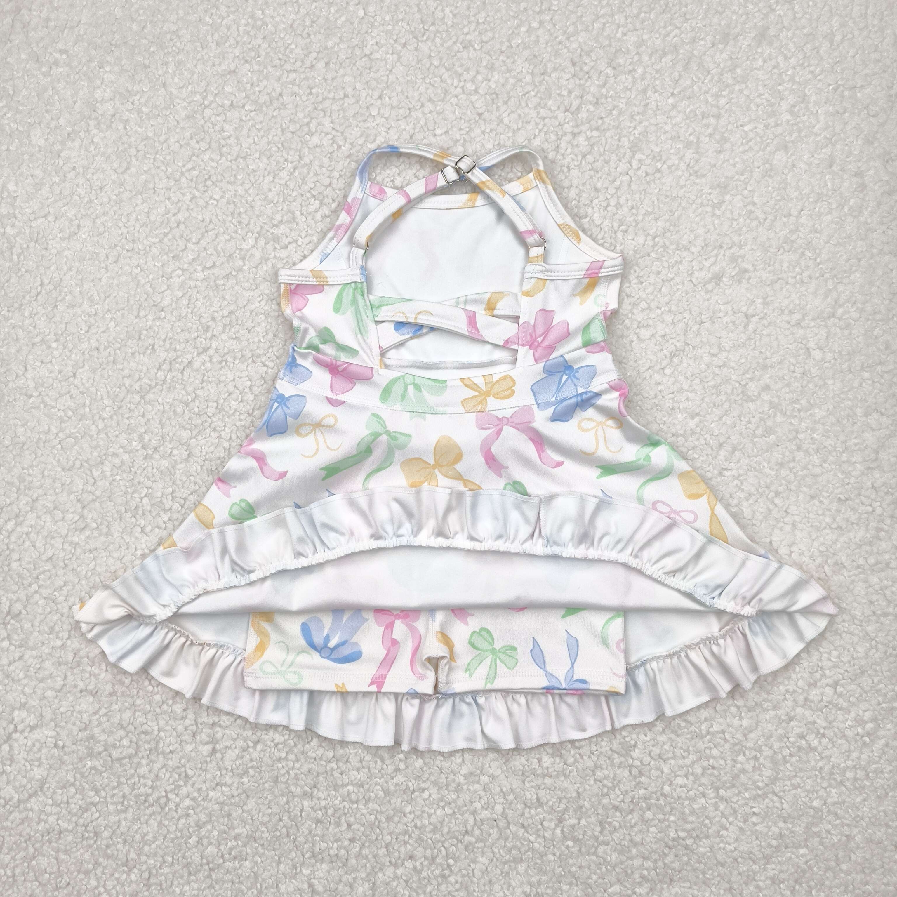 GSD2289 RTS girl clothes bows girl summer dress yoga clothes athletics sports clothes