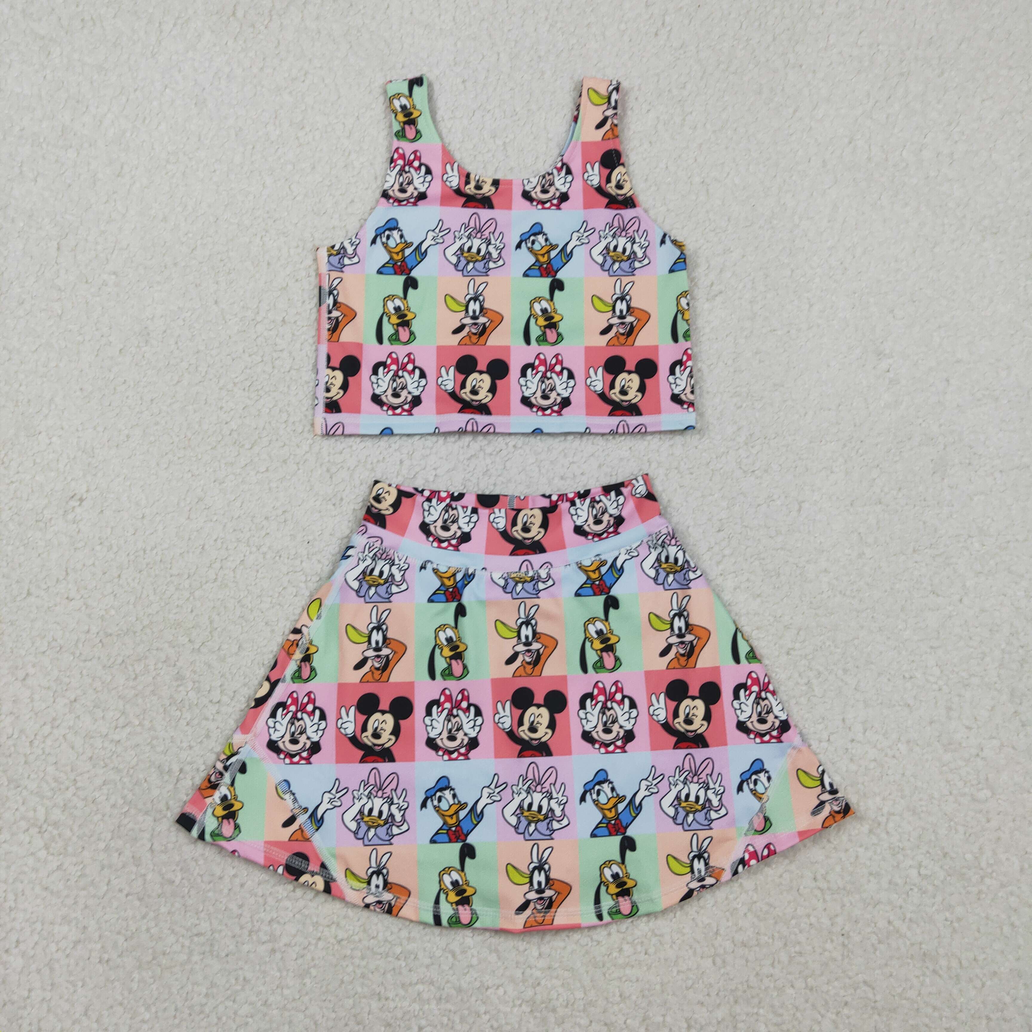 GSD2333 RTS girl clothes cartoon toddler girl yoga summer outfit sports clothing