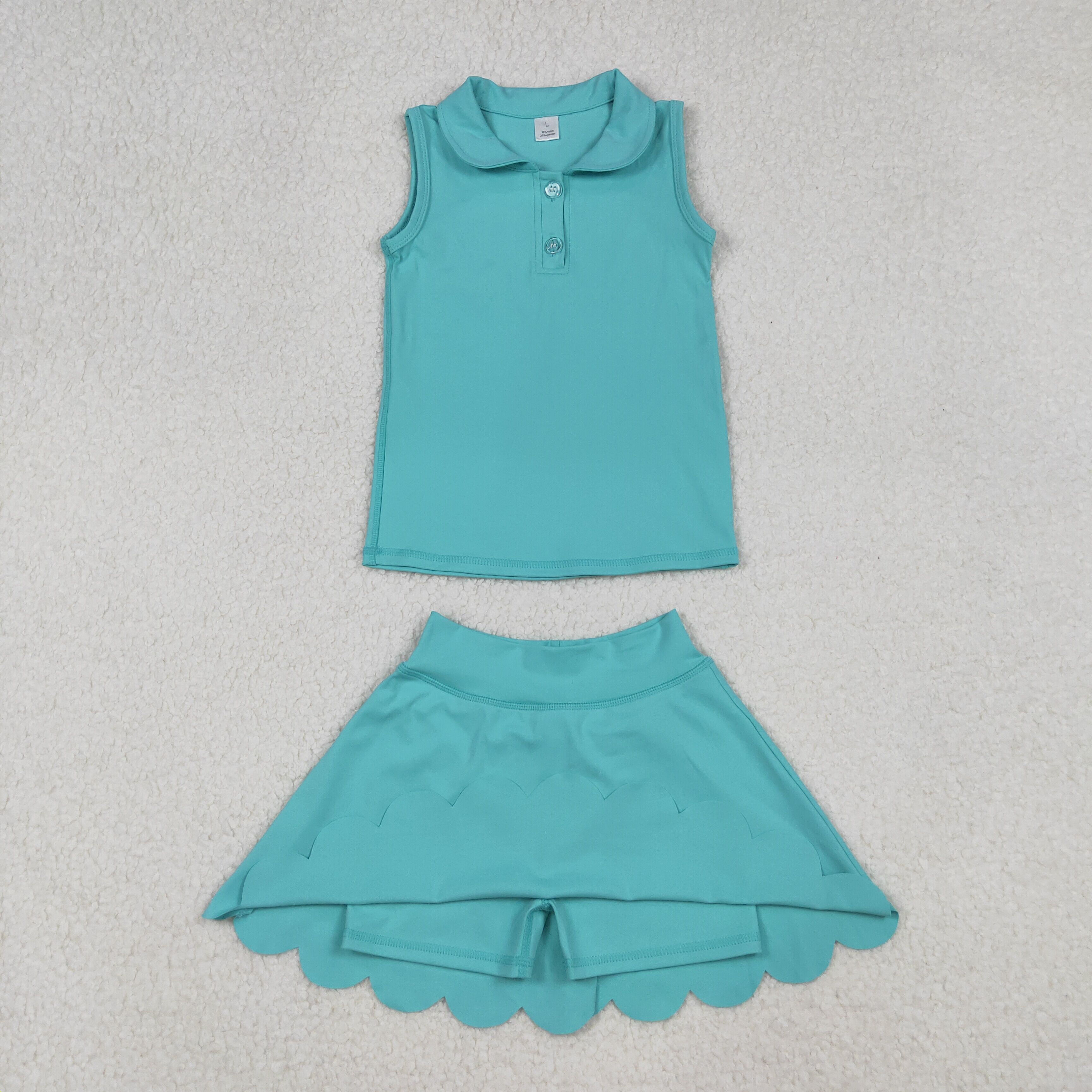 GSD2349 RTS girl clothes solid color girl summer set yoga clothes