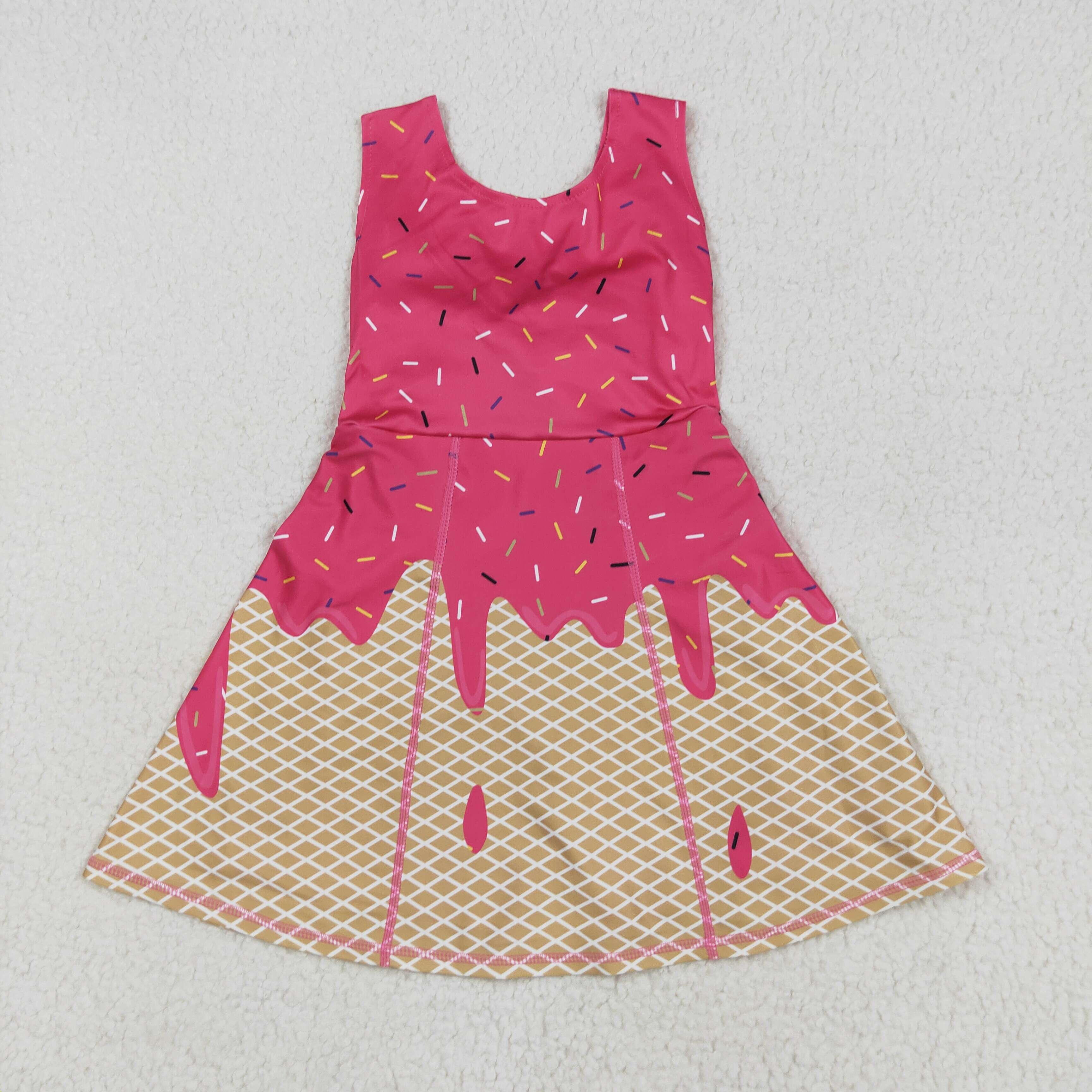 GSD2427 RTS toddler girl clothes ice cream girl summer dress yoga clothes