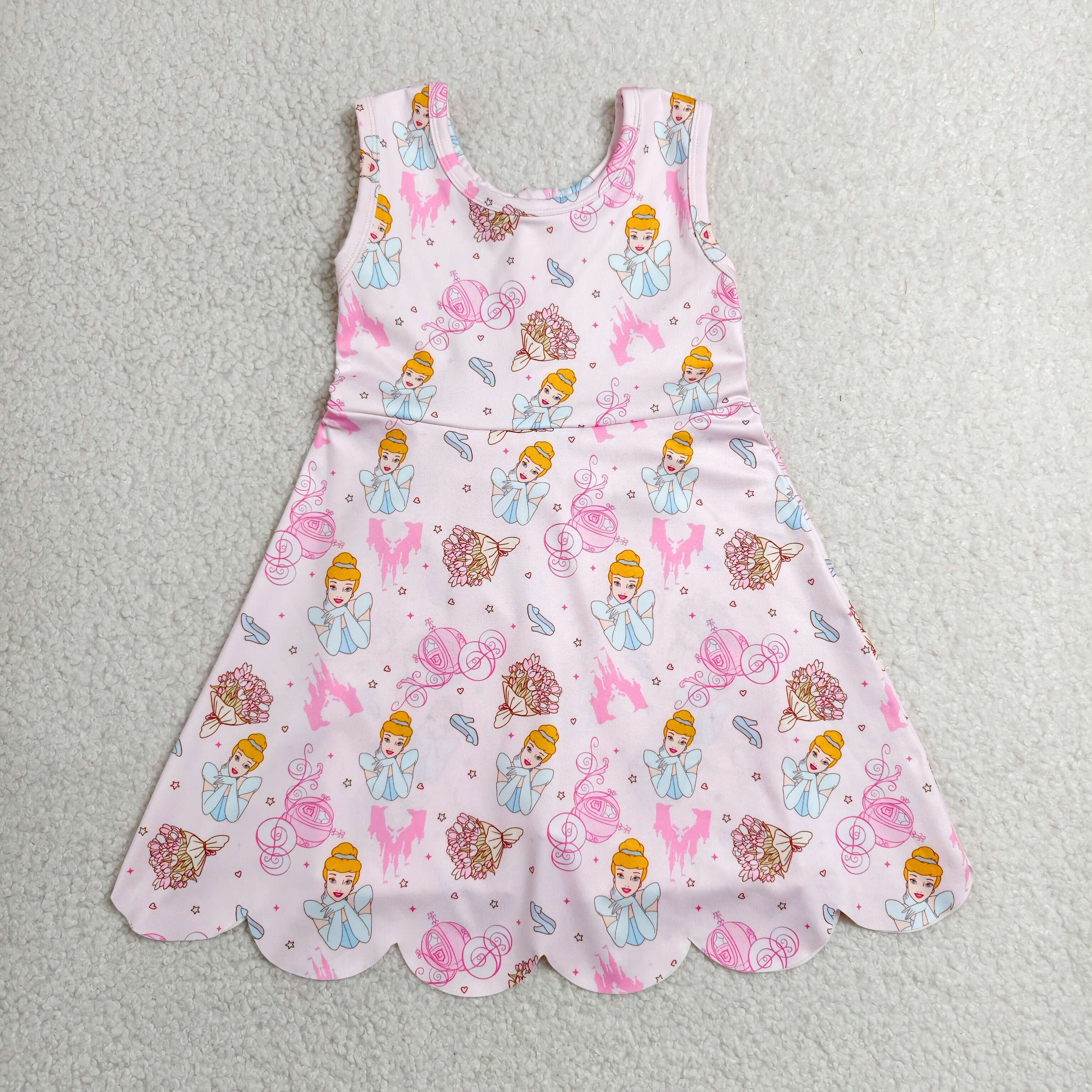 RTS GSD2489 girls pink sleeveless princess Dress yoga sports clothes