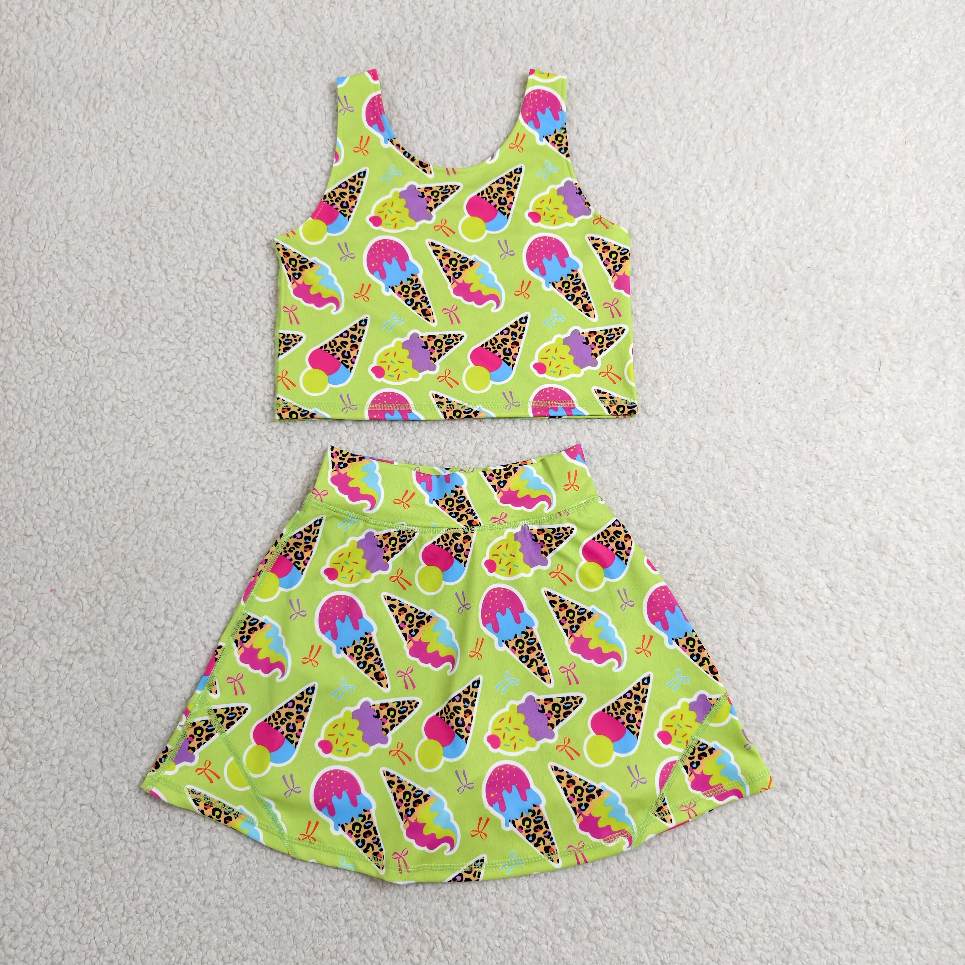 GSD2520 RTS toddler girl clothes Ice cream girl summer set yoga clothes sports clothes