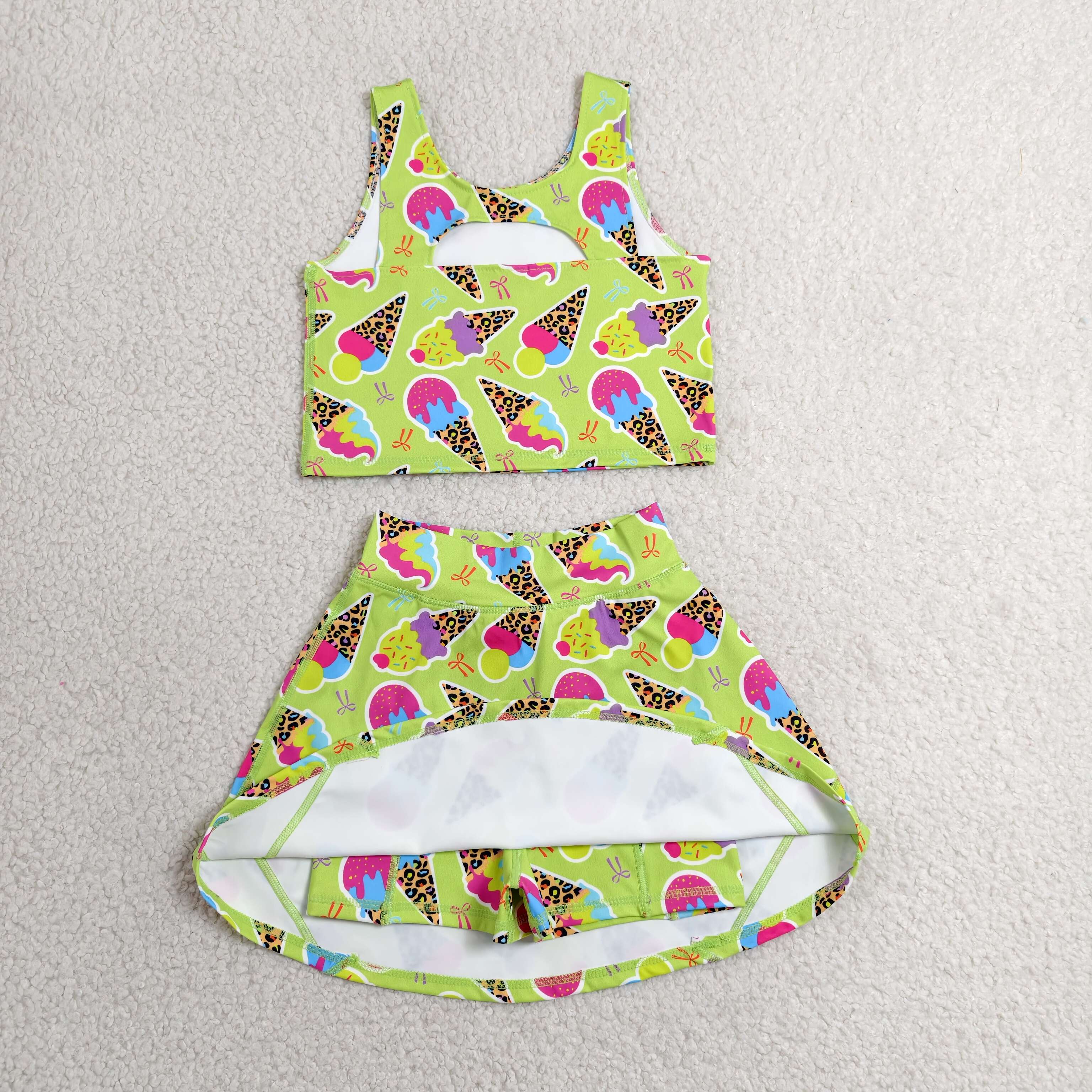 GSD2520 RTS toddler girl clothes Ice cream girl summer set yoga clothes sports clothes